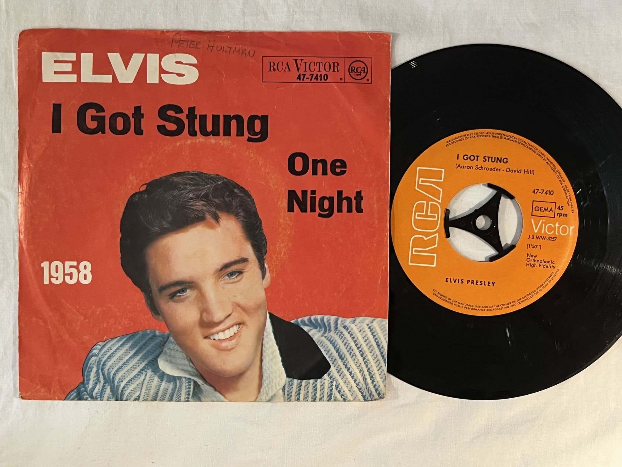 Omslagsbild för skivan ELVIS PRESLEY I got stung 7" Ger RCA 47-7410 ** Year cover 1958 **
