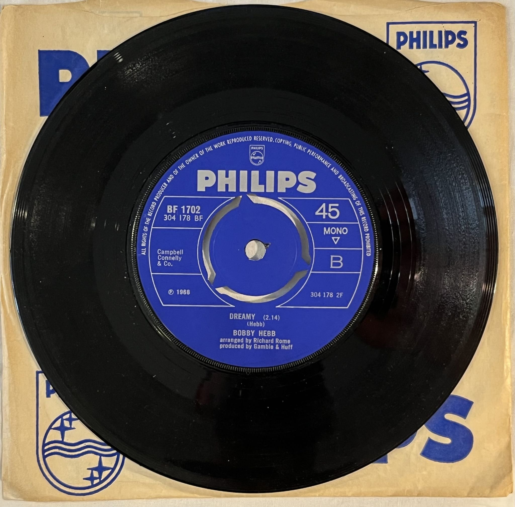 Omslagsbild för skivan BOBBY HEBB you want to change me 7" -68 UK PHILIPS BF 1702 *** RARE SOUL 45 ***