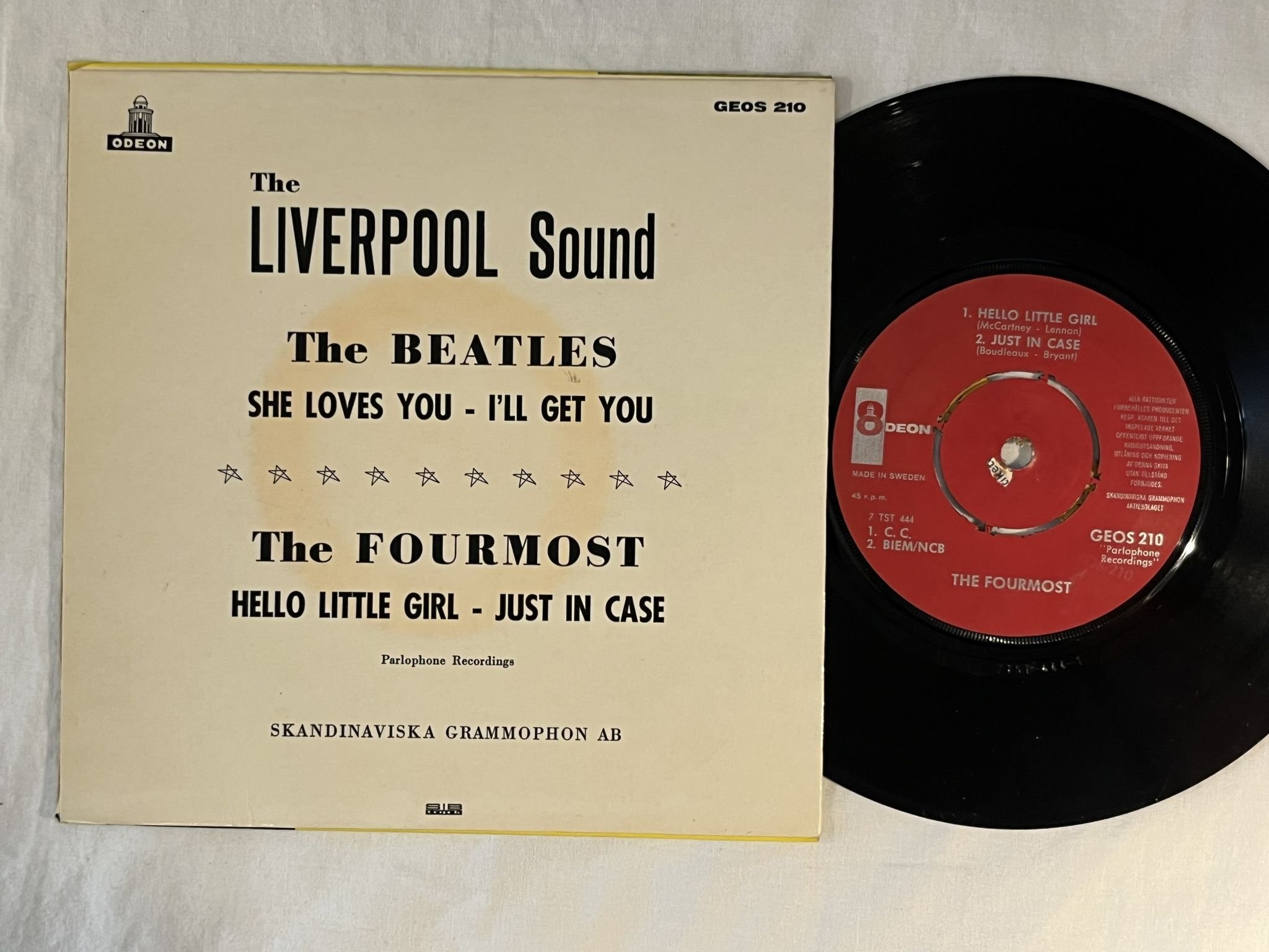 Omslagsbild för skivan THE BEATLES / THE FOURMOST the Liverpool sound 7" -63 ODEON GEOS 210