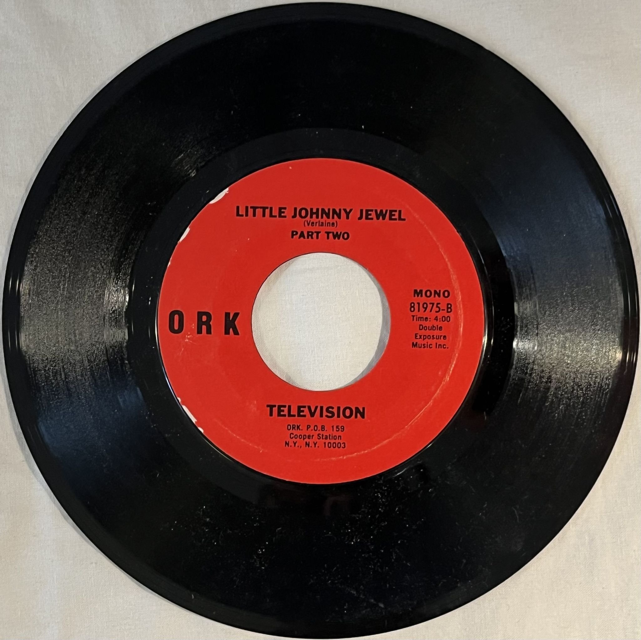 Omslagsbild för skivan TELEVISION little Johnny Jewel 7" US ORK RECORDS 81975 *** RARE 45 **