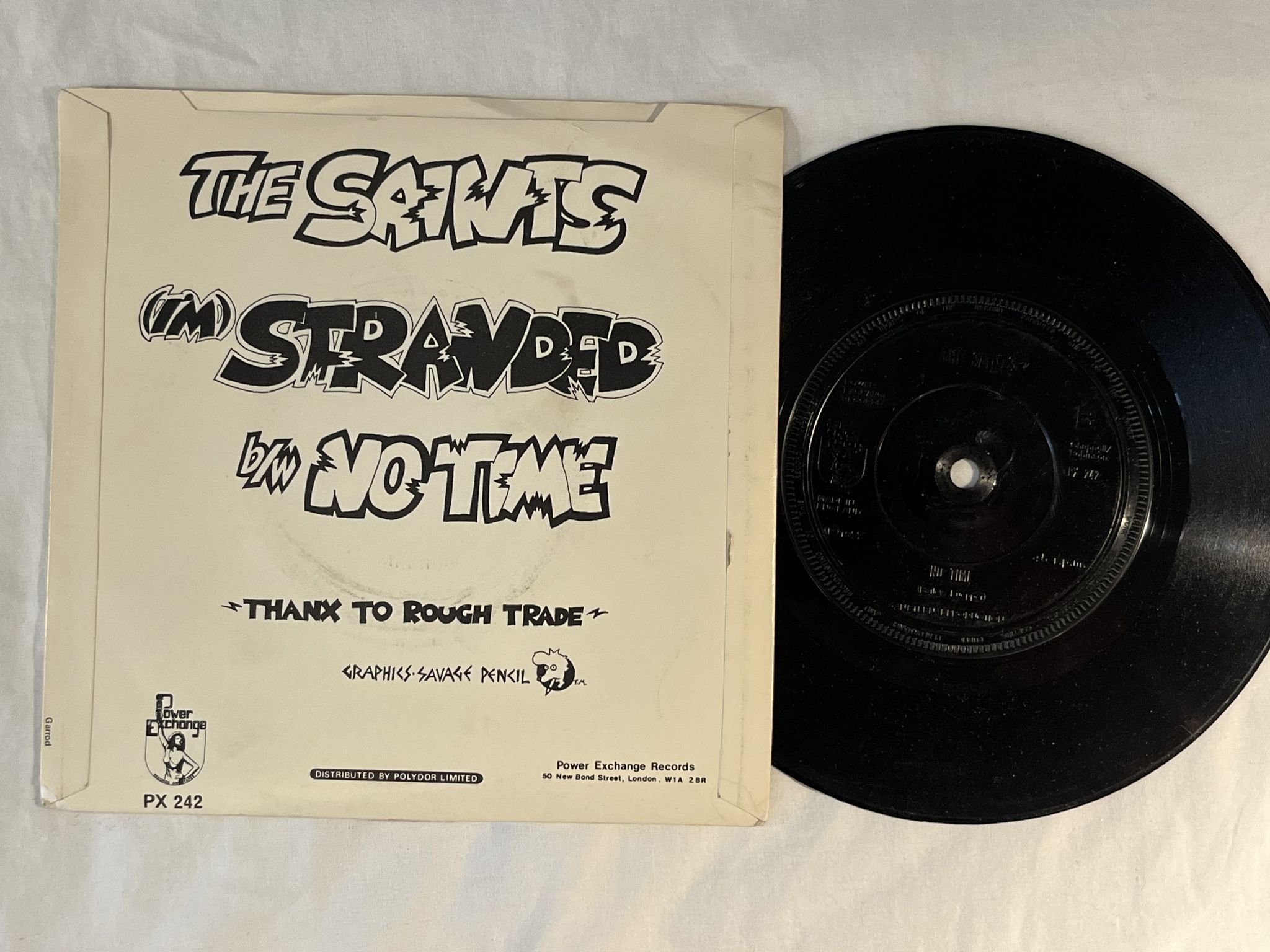 Omslagsbild för skivan THE SAINTS (I'm) Stranded 7" -76 UK Power Exchange Records & Tapes – PX 242