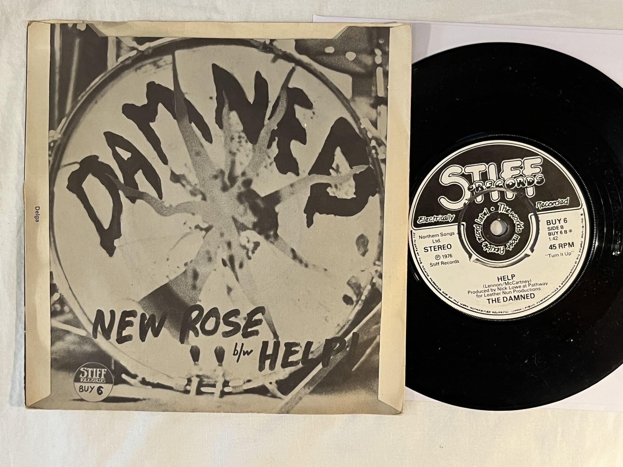 Omslagsbild för skivan THE DAMNED new rose 7" -76 UK STIFF BUY 6 *** MEGA RARE 1st PRESSING ***