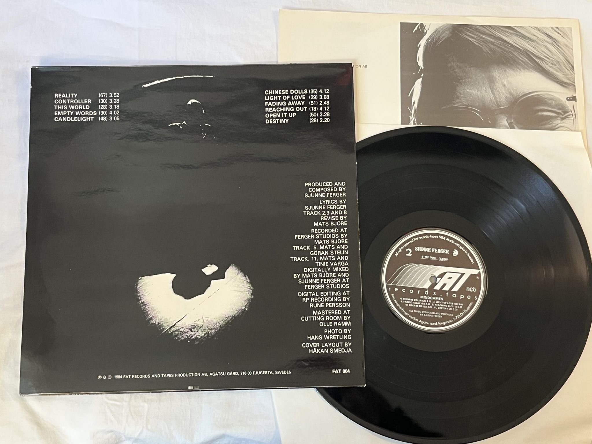 Omslagsbild för skivan SJUNNE FERGER Mindgames LP -84 Swe FAT RECORDS & TAPES FAT 004 *** Rare ***
