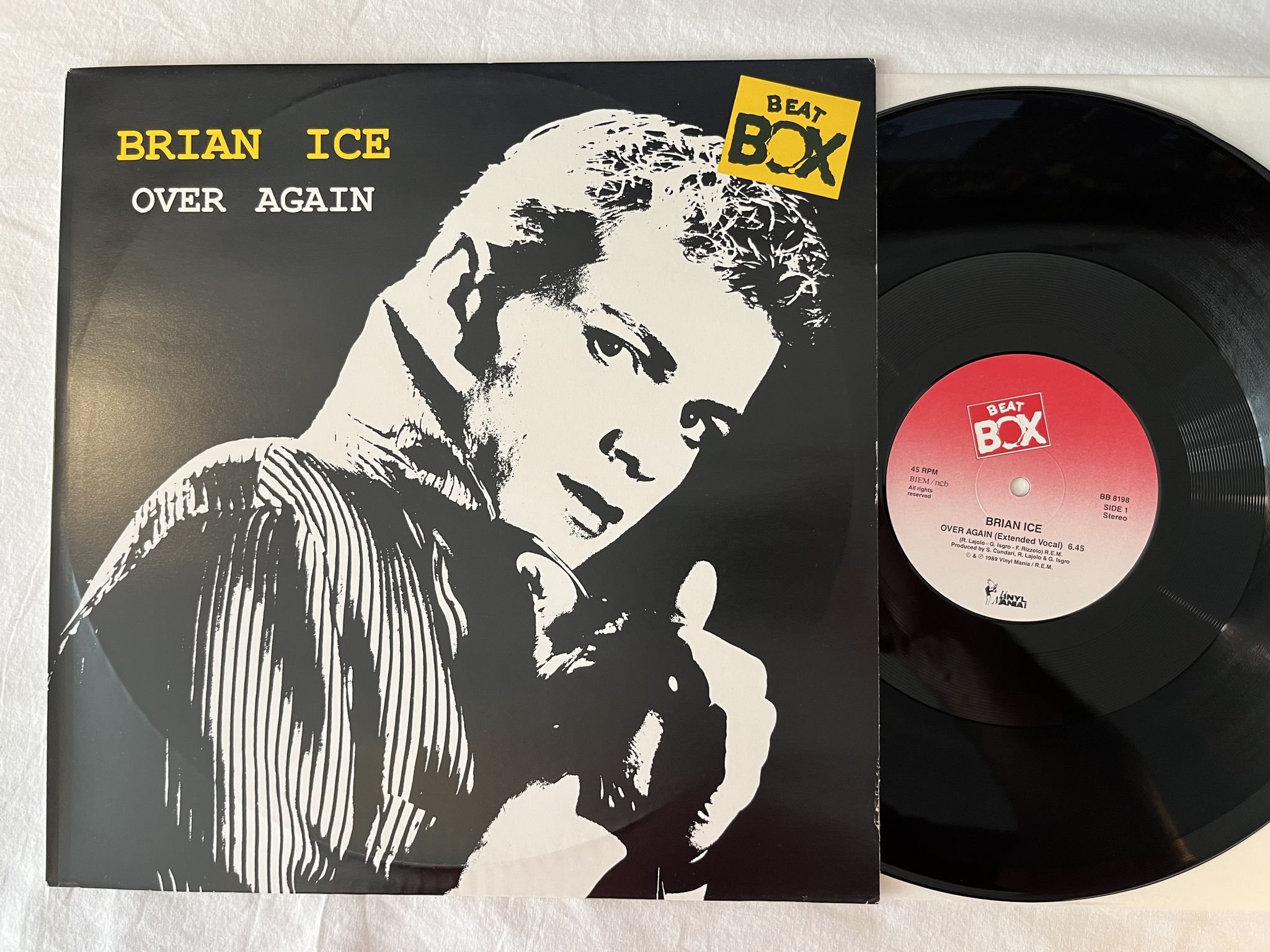 Omslagsbild för skivan BRIAN ICE over again 12" -89 BEAT BOX BB 8198