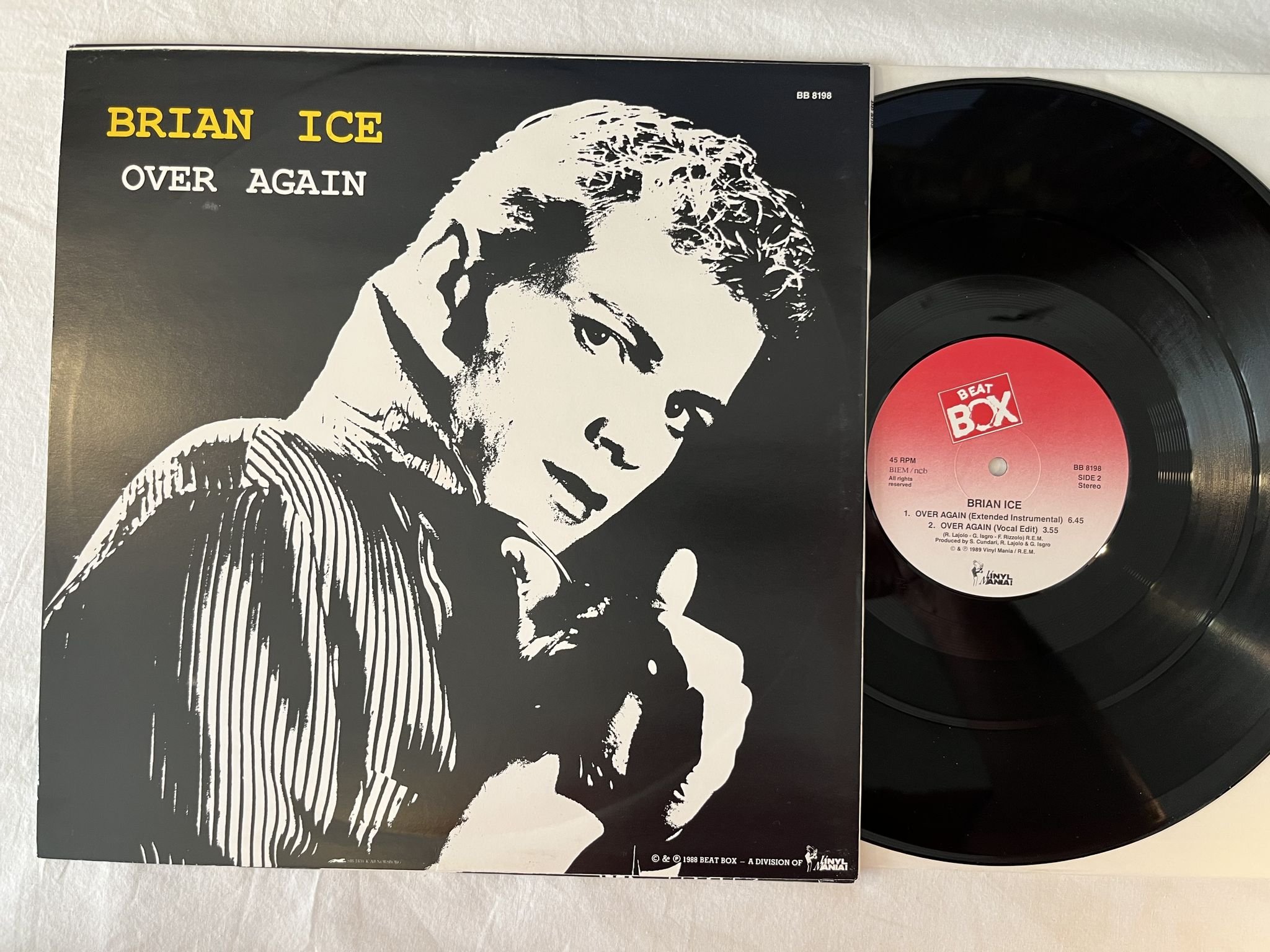 Omslagsbild för skivan BRIAN ICE over again 12" -89 BEAT BOX BB 8198