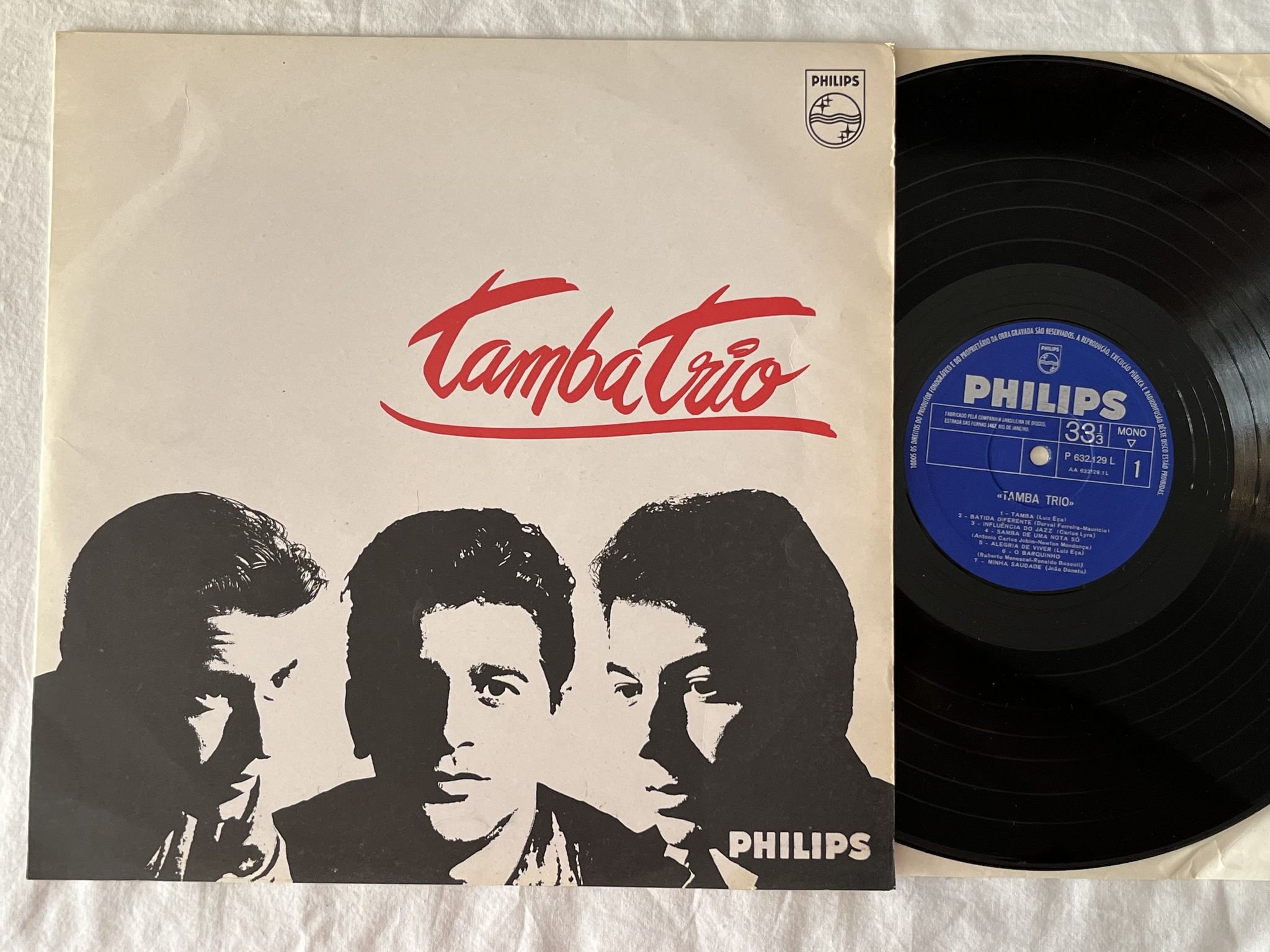 Omslagsbild för skivan TAMBA TRIO s/t LP -62 Brazil PHILIPS P 632.129 L ** BOSSANOVA **