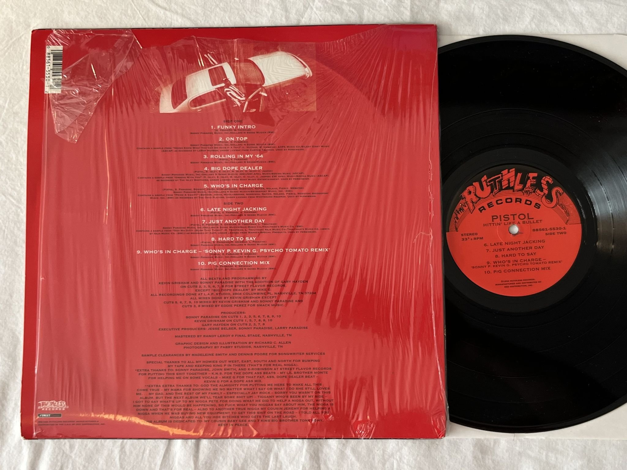 Omslagsbild för skivan PISTOL hittin' like a bullet LP -94 US RUTHLESS 88561-5530-1