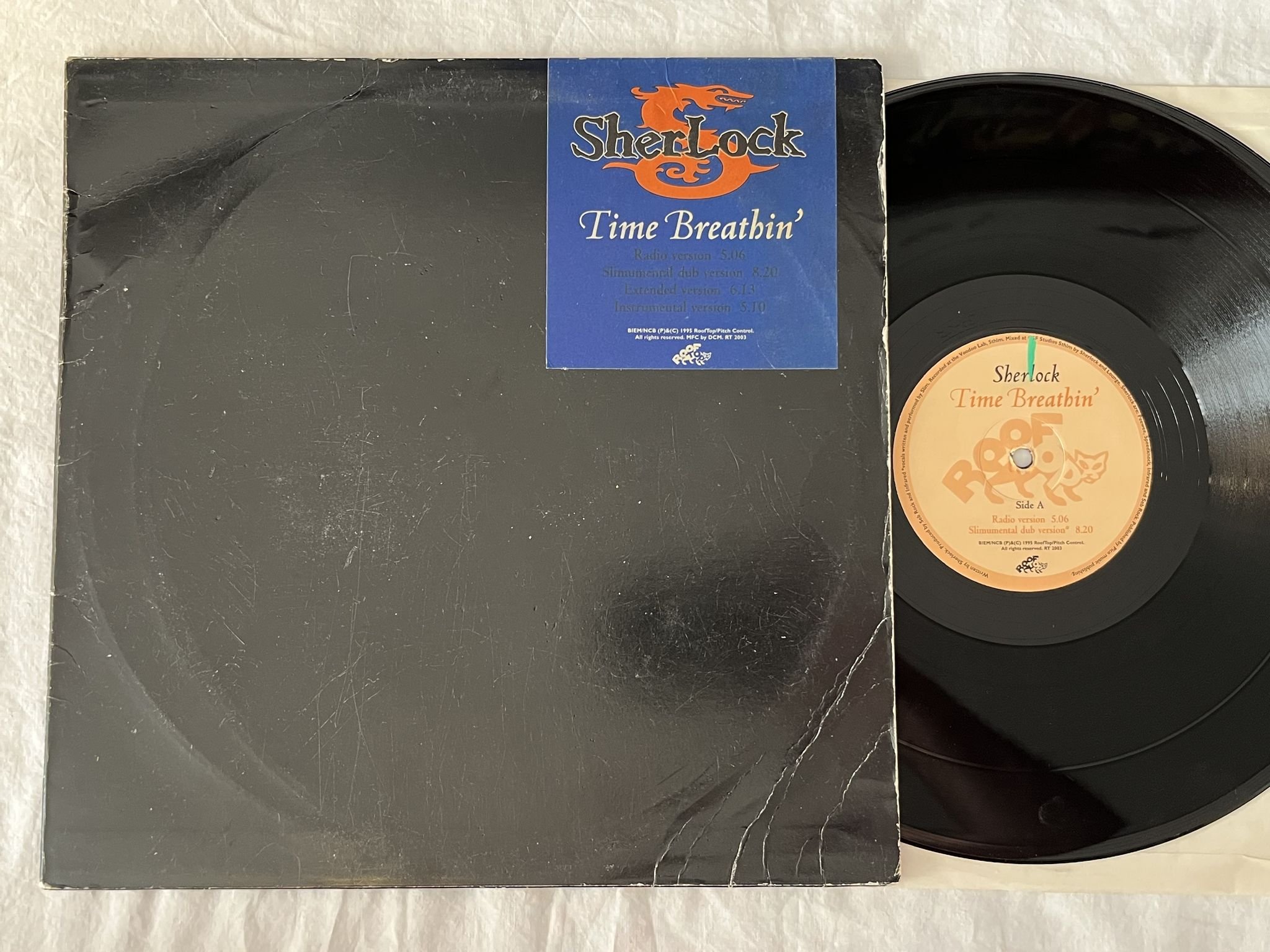 Omslagsbild för skivan SHERLOCK time breathin' 12" -95 ROOFTOP RT2003 *** RARE ***