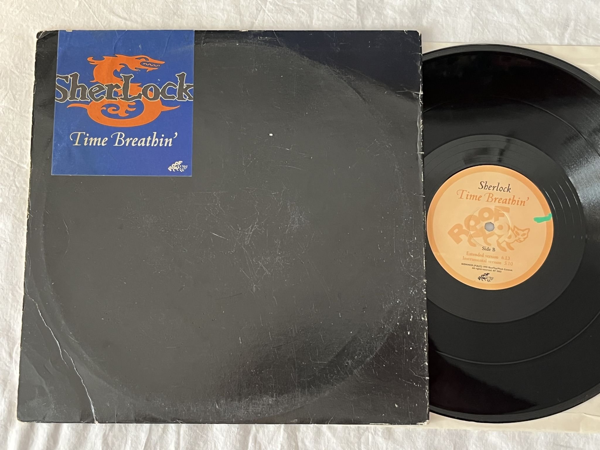 Omslagsbild för skivan SHERLOCK time breathin' 12" -95 ROOFTOP RT2003 *** RARE ***