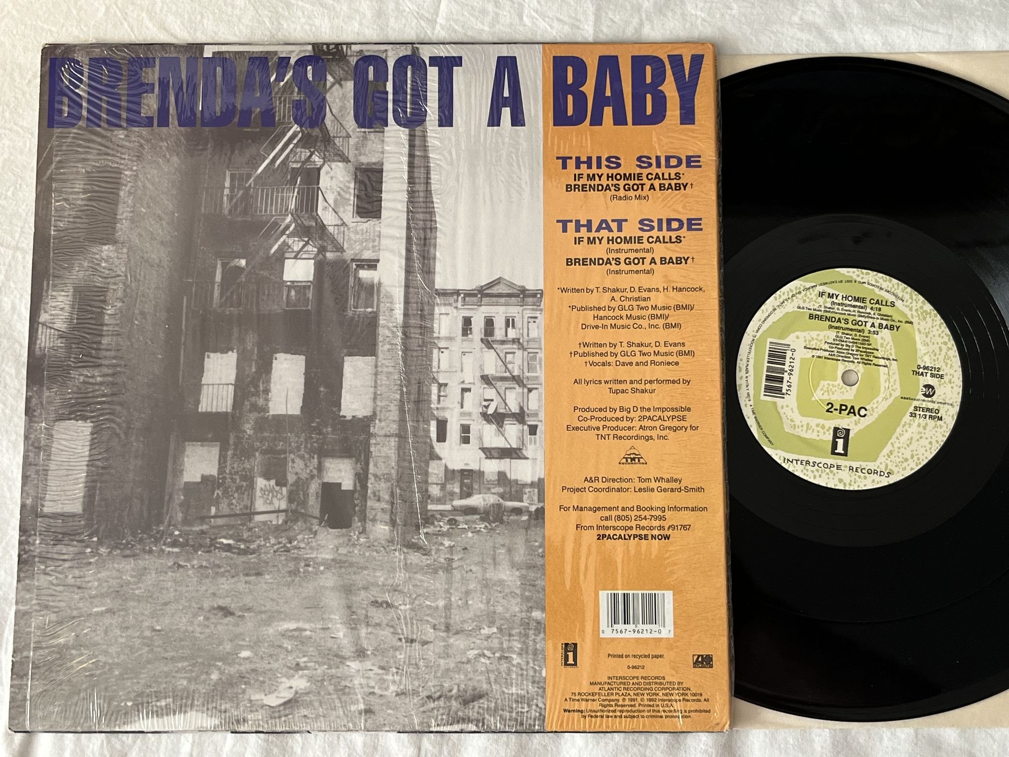 Omslagsbild för skivan 2-PAC if my homies calls 12" -91 US interscope 0-96212