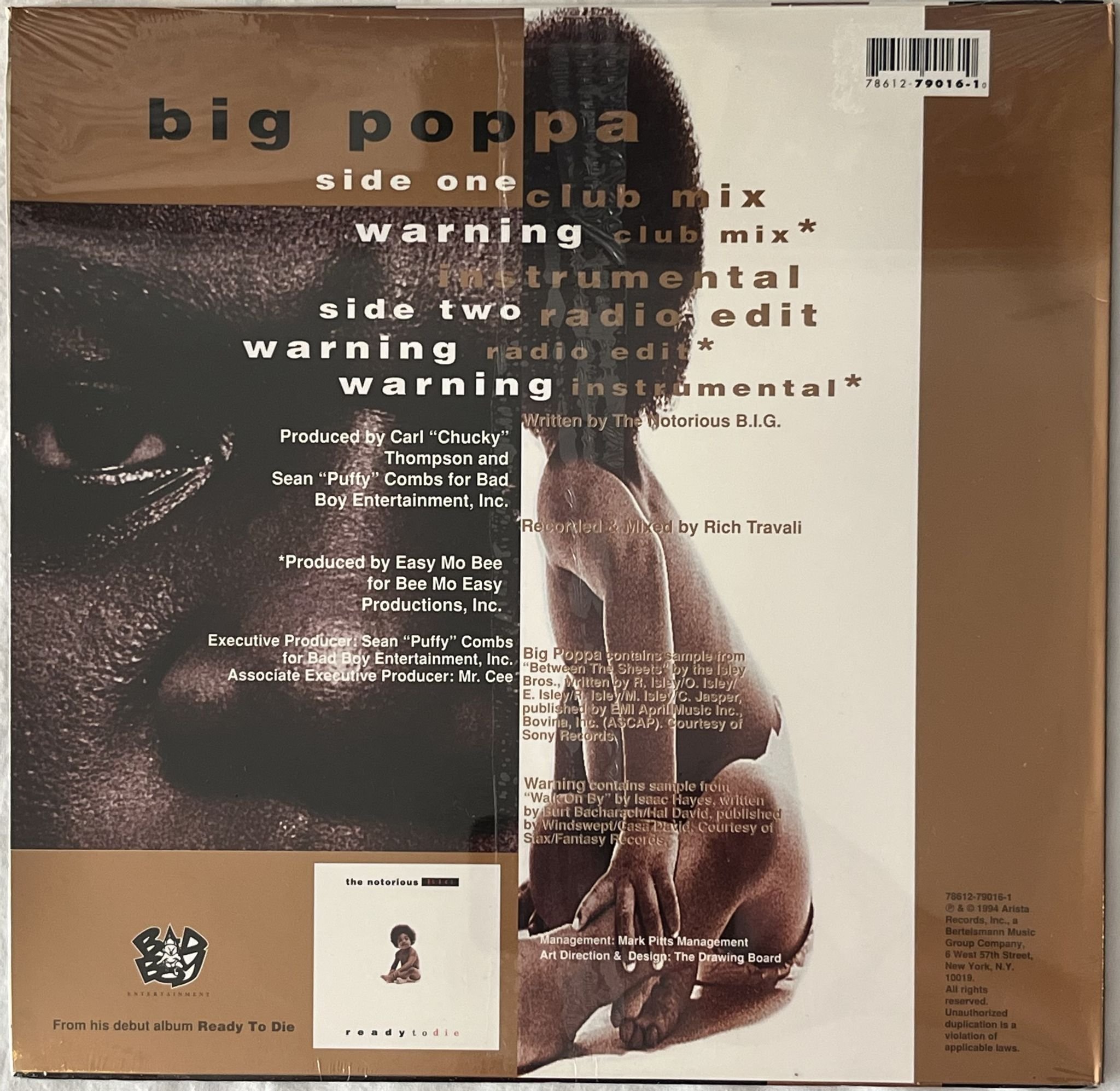 Omslagsbild för skivan THE NOTORIOUS BIG Big Poppa 12" -94 US BAD BOY 78612-79016-1 ** SEALED **