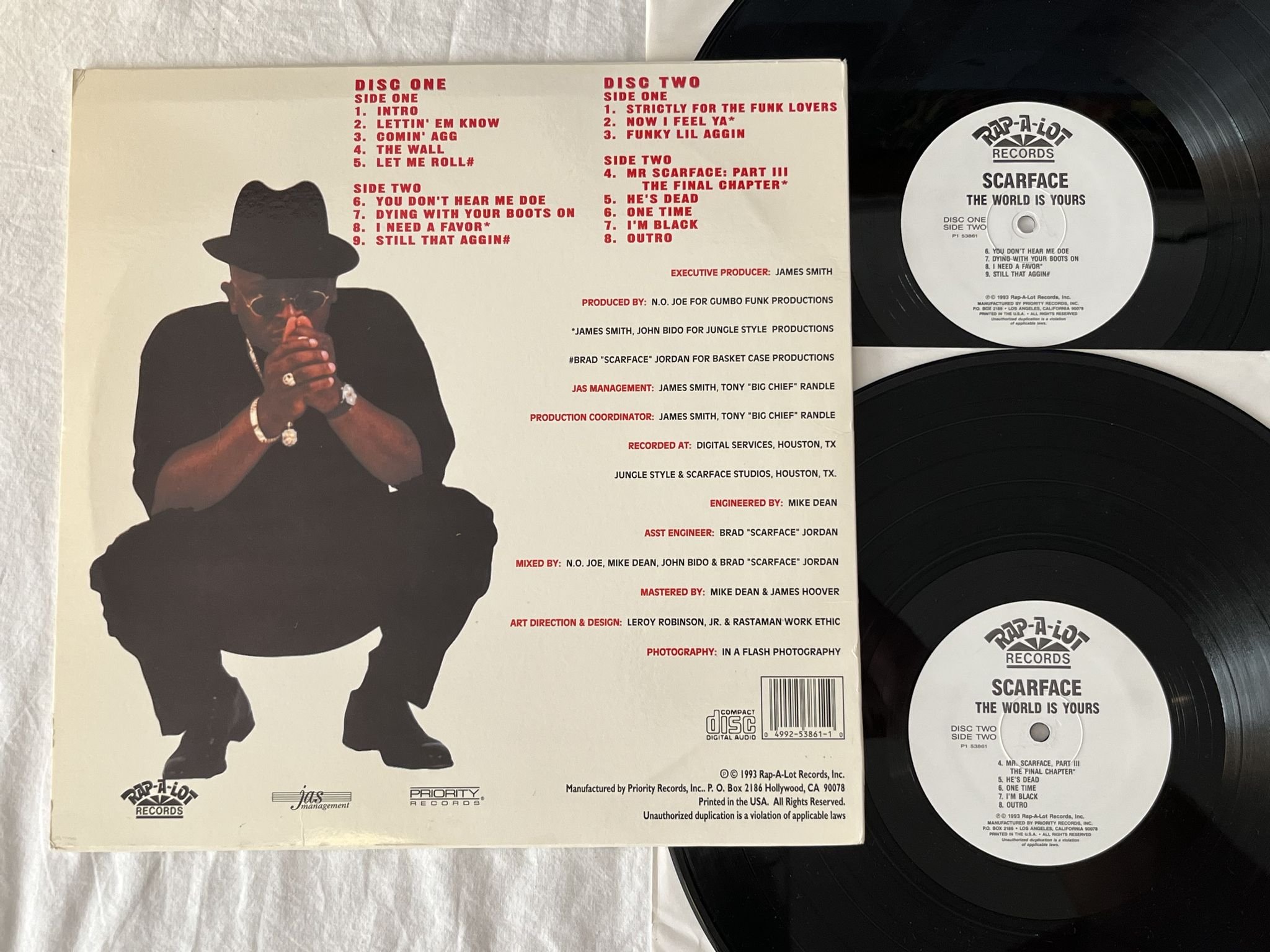 Omslagsbild för skivan SCARFACE The World Is Yours 2xLP -93 US RAP-A-LOT P1 53861