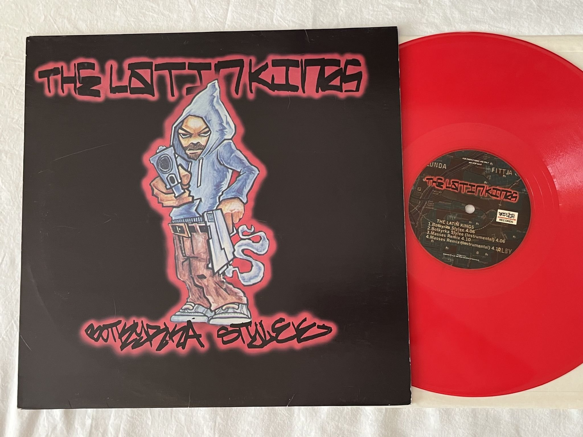 Omslagsbild för skivan THE LATIN KINGS Botkyrka stylee 12" -96 redline PROMCX 2710 *** Red Vinyl ***