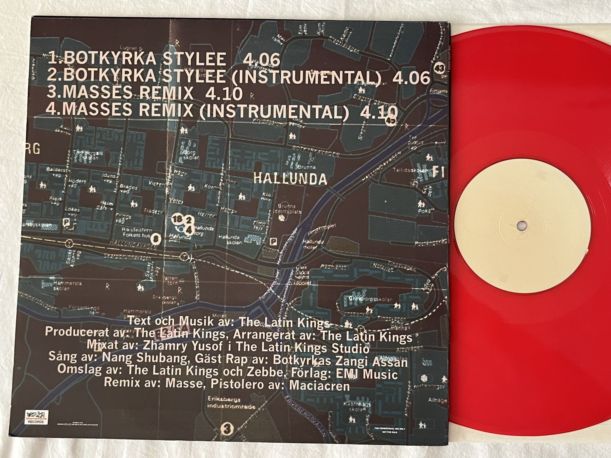 Omslagsbild för skivan THE LATIN KINGS Botkyrka stylee 12" -96 redline PROMCX 2710 *** Red Vinyl ***