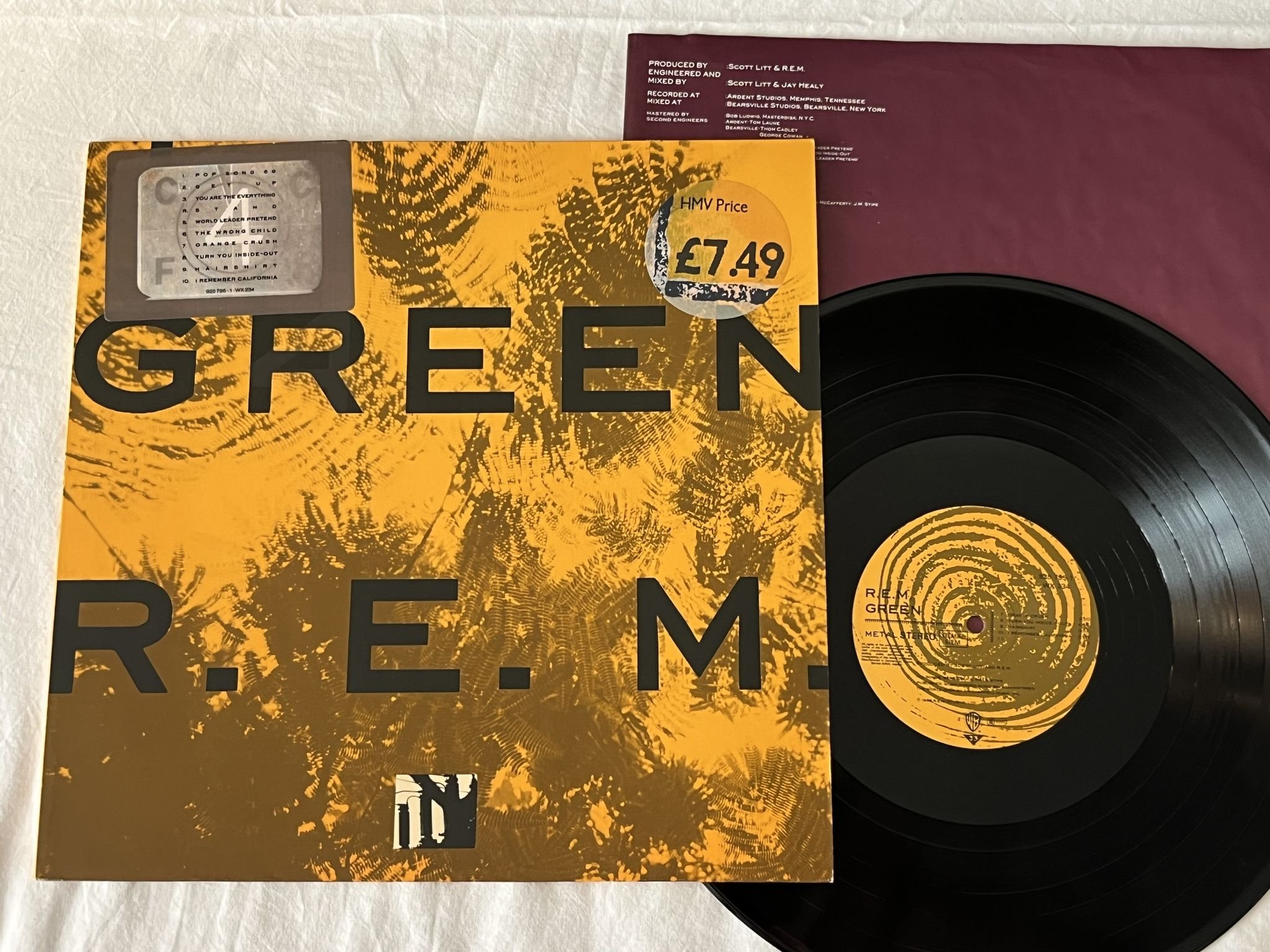 Omslagsbild för skivan R.E.M. green LP -88 WARNER BROS 925 795-1