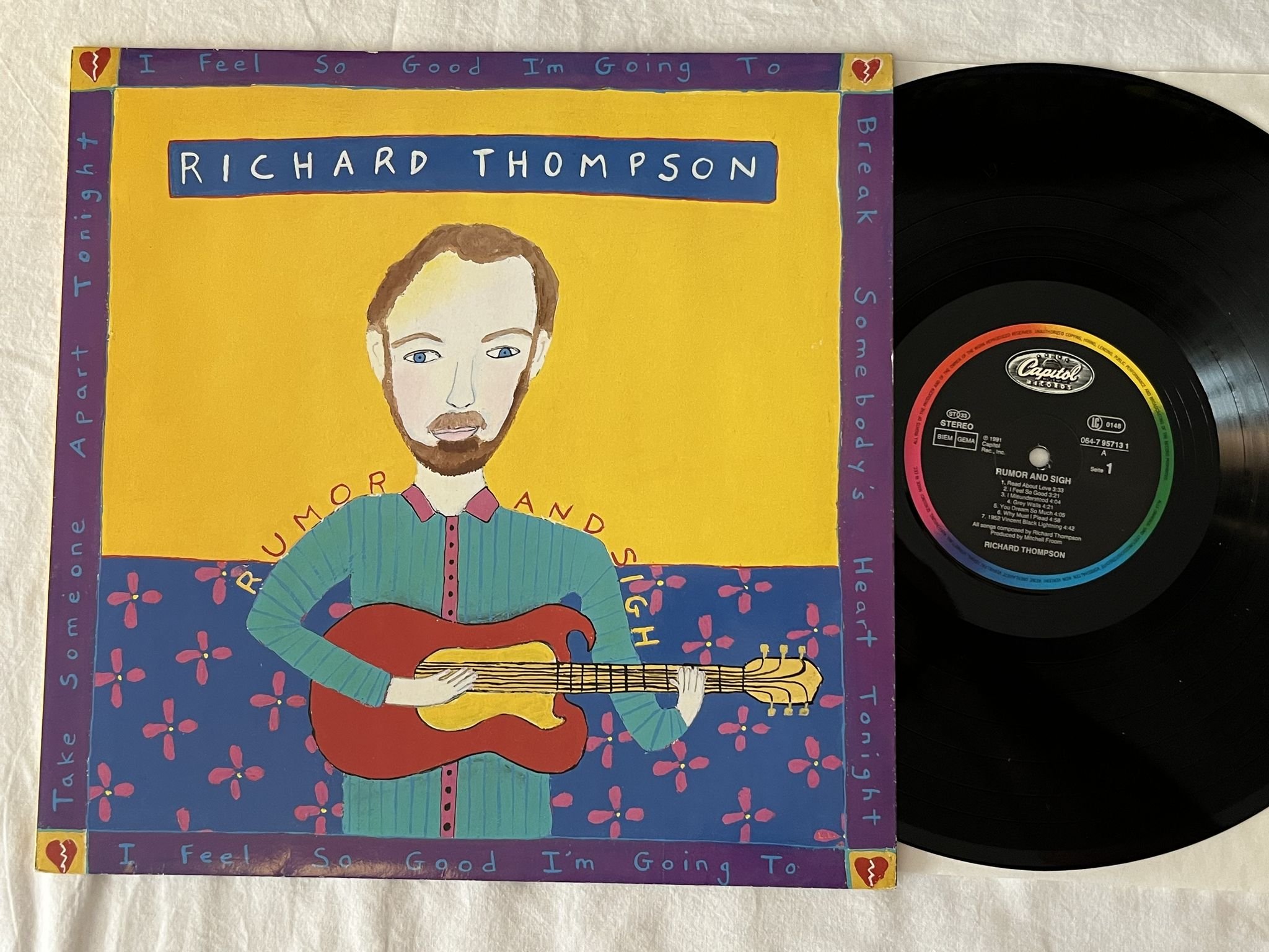 Omslagsbild för skivan RICHARD THOMPSON rumor and sign LP -91 CAPITOL 064-7957131
