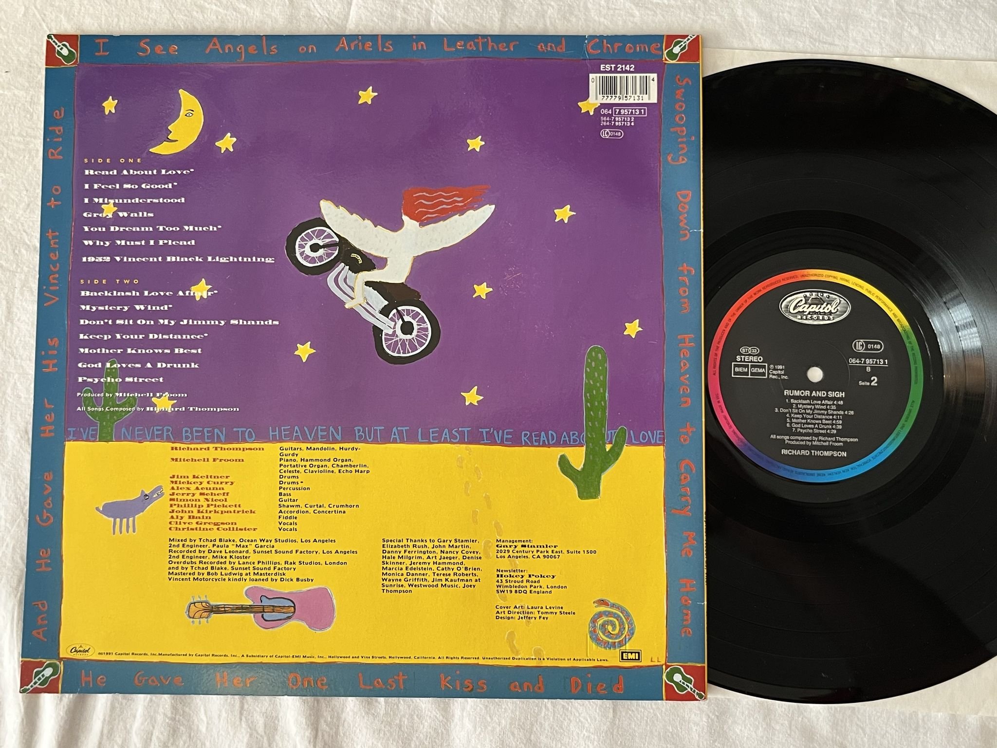 Omslagsbild för skivan RICHARD THOMPSON rumor and sign LP -91 CAPITOL 064-7957131