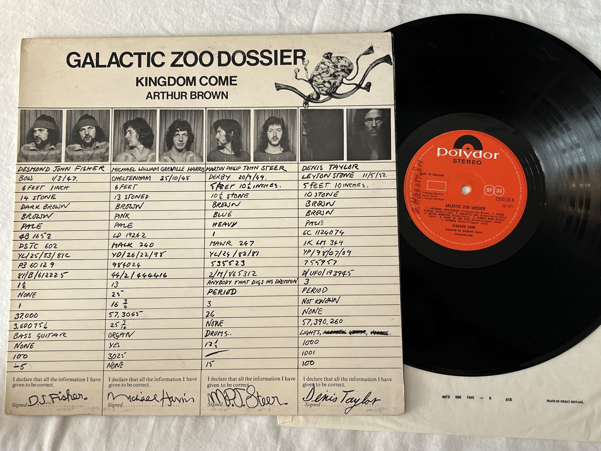 Omslagsbild för skivan KINGDOM COME galactic zoo dossier LP -71 UK POLYDOR 2310130 *** poster ***