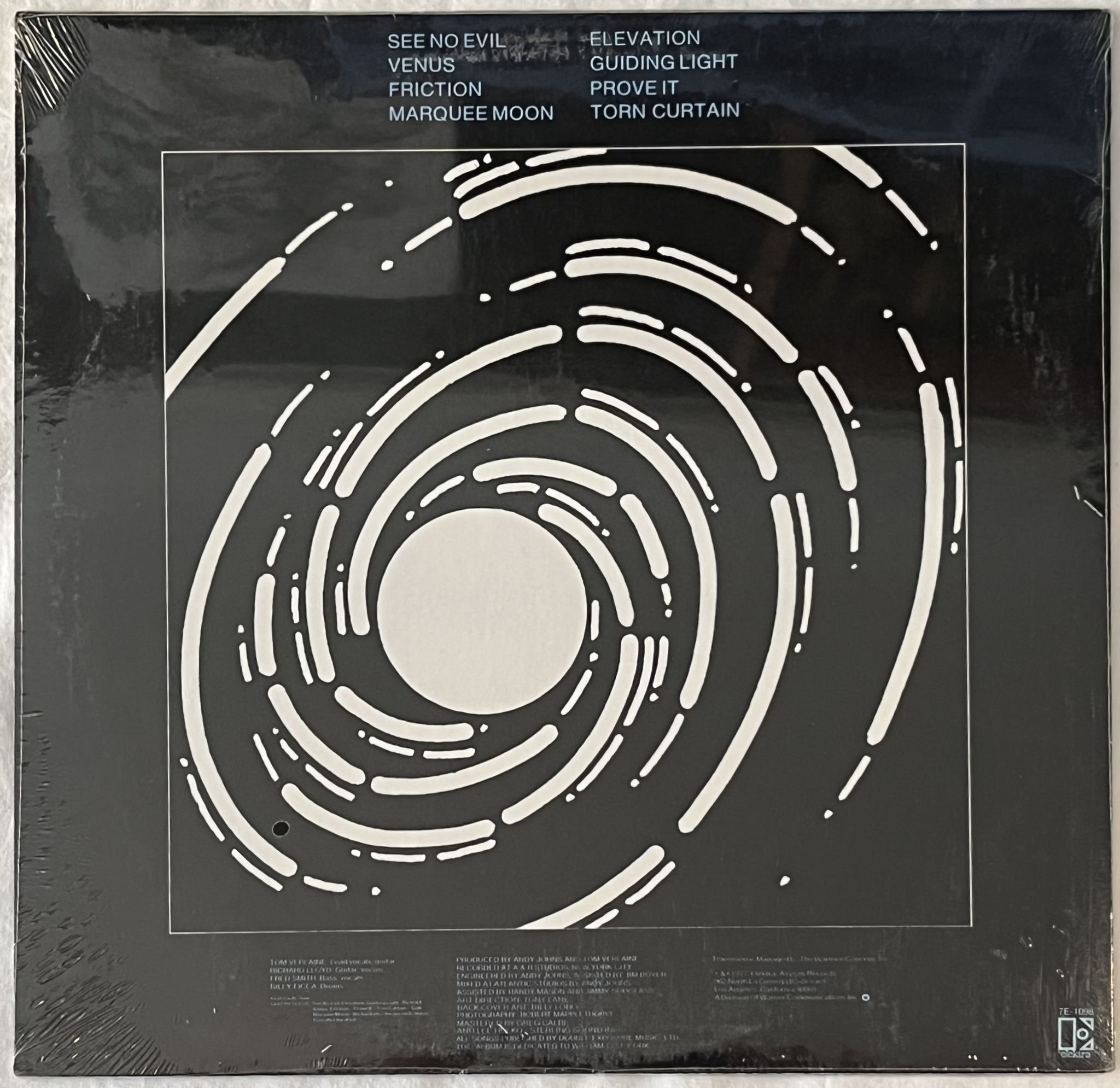 Omslagsbild för skivan TELEVISION marquee moon LP -77 US ELEKTRA 7E-1098 *** STILL SEALED ***