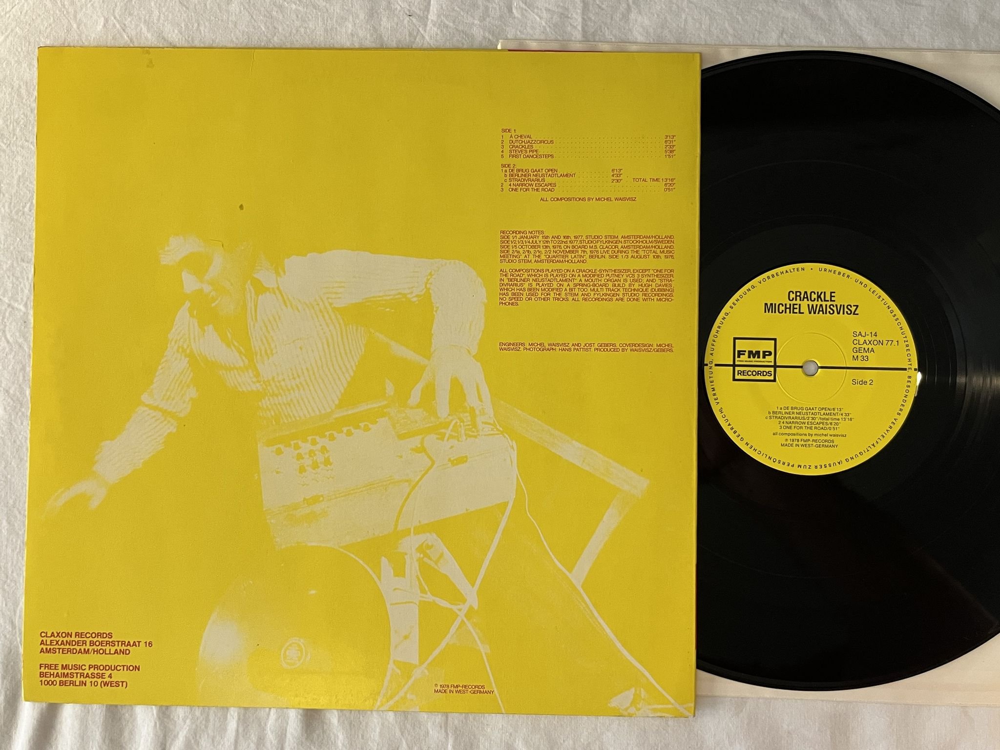 Omslagsbild för skivan MICHEL WAISVISZ crackle LP -78 FMP SAJ-14 ** FREE JAZZ **