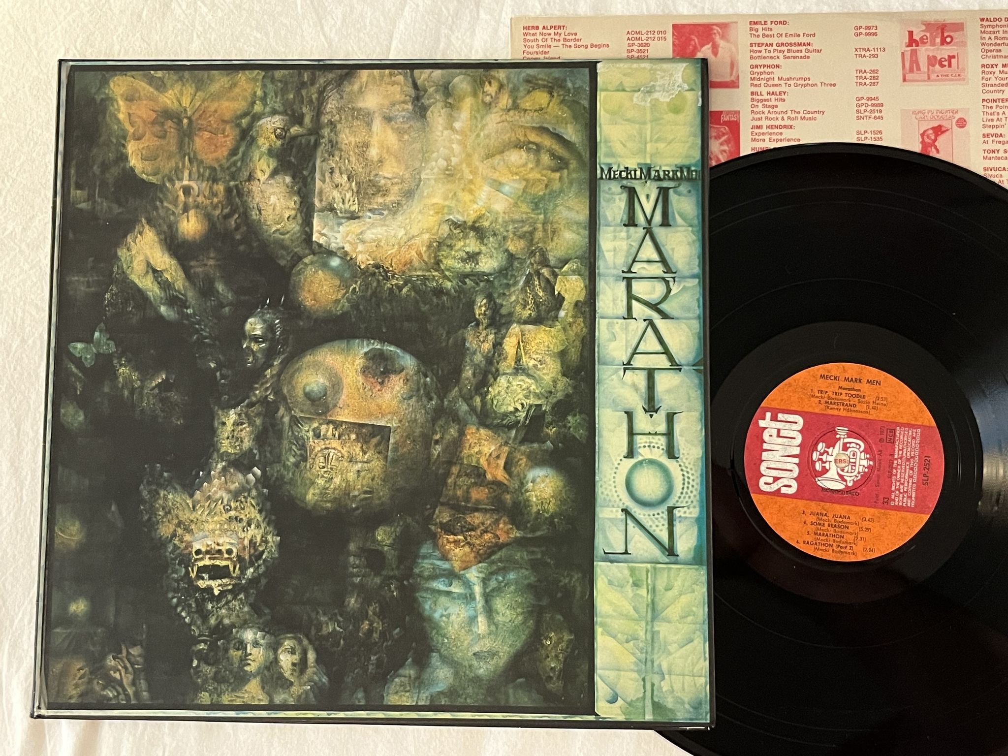 Omslagsbild för skivan MECKI MARK MEN marathon LP -71 Swe SONET SLP-2521 *** RARE PSYCH ***