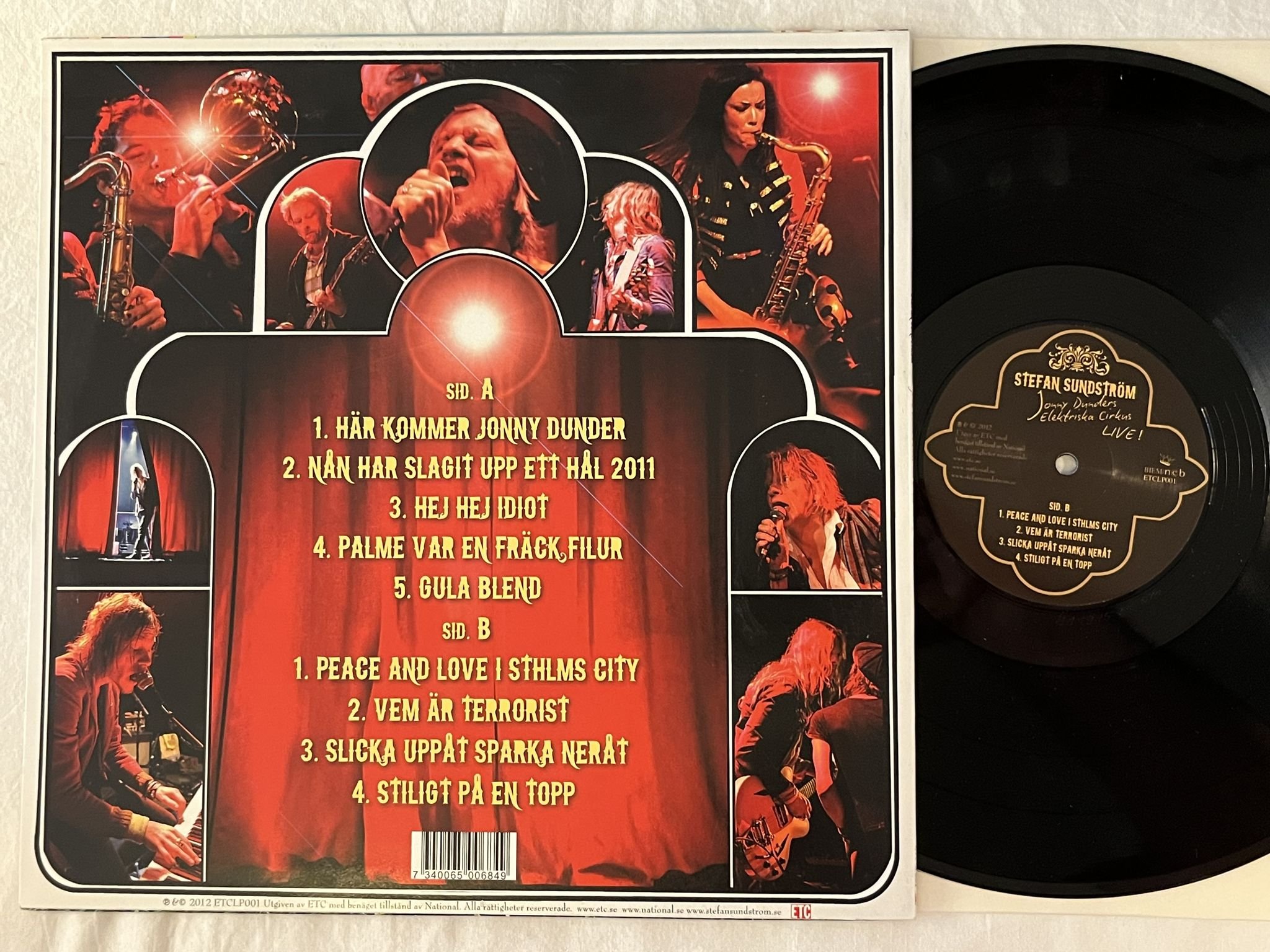 Omslagsbild för skivan STEFAN SUNDSTRÖM Jonny Dunders Elektriska Cirkus Live LP ETCLP001 ** SIGNED **