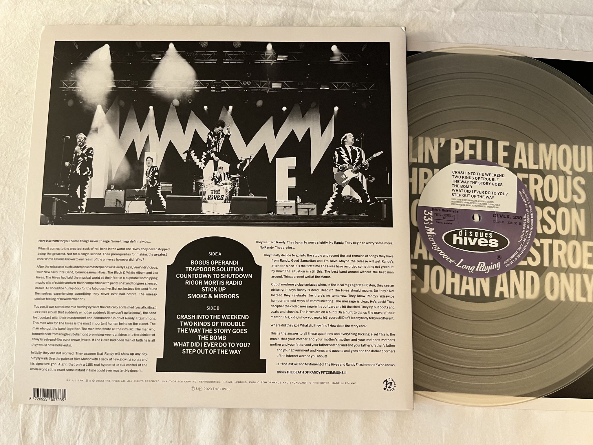 Omslagsbild för skivan THE HIVES The Death Of Randy Fitzsimmons LP 2023 *** comes with signed card ***