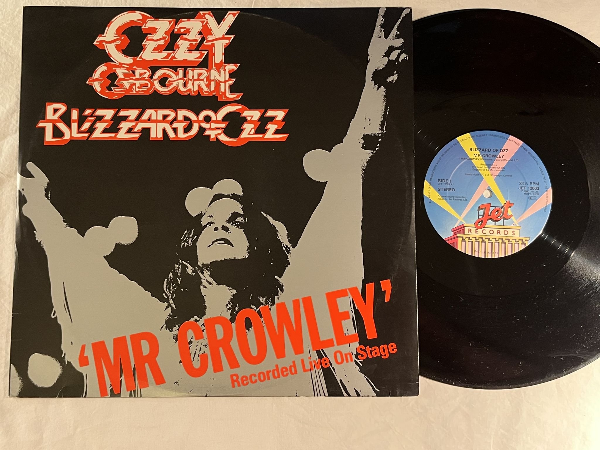 Omslagsbild för skivan OZZY OSBOURNE blizzard of ozz - Mr Crowley 12"single -80 UK JET 12003