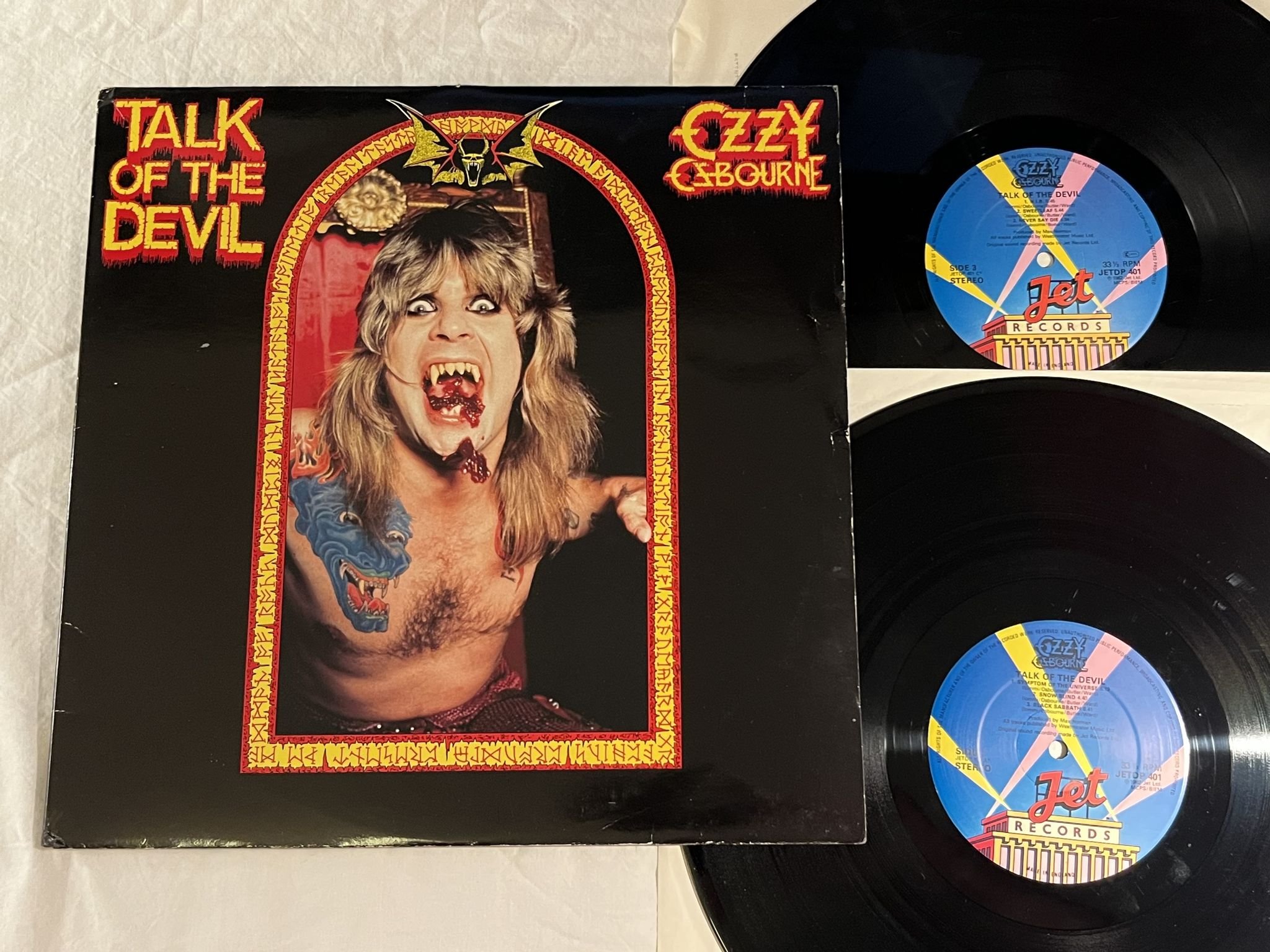 Omslagsbild för skivan OZZY OSBOURNE talk of the devil 2xLP -82 UK JETLP 401