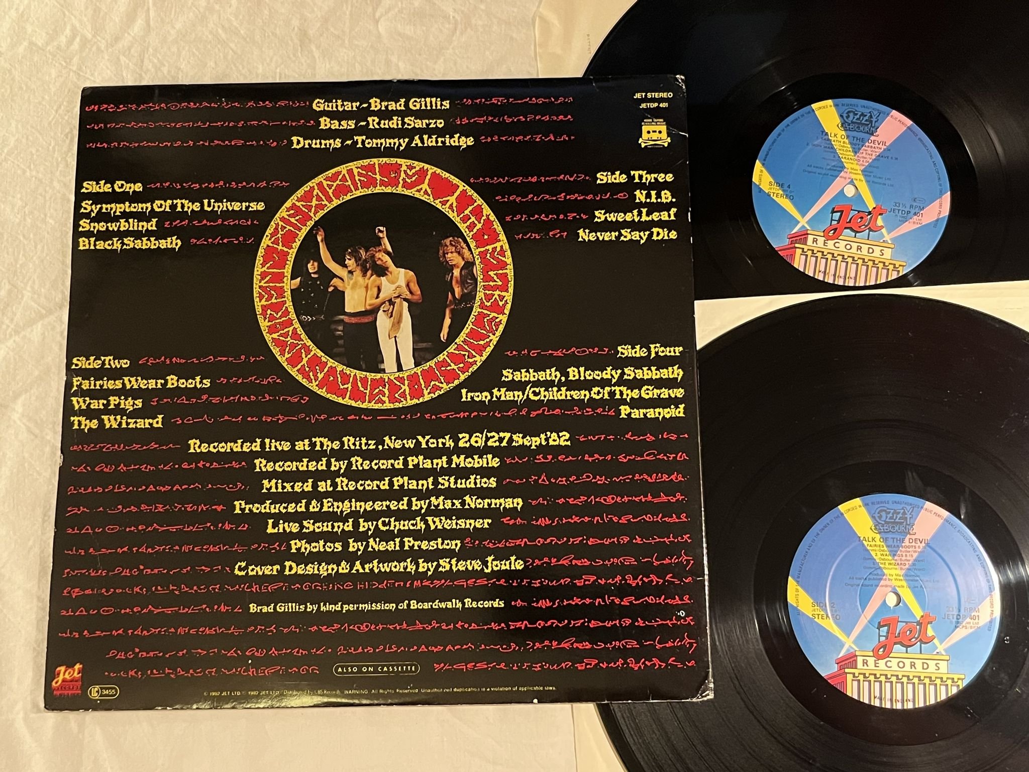 Omslagsbild för skivan OZZY OSBOURNE talk of the devil 2xLP -82 UK JETLP 401