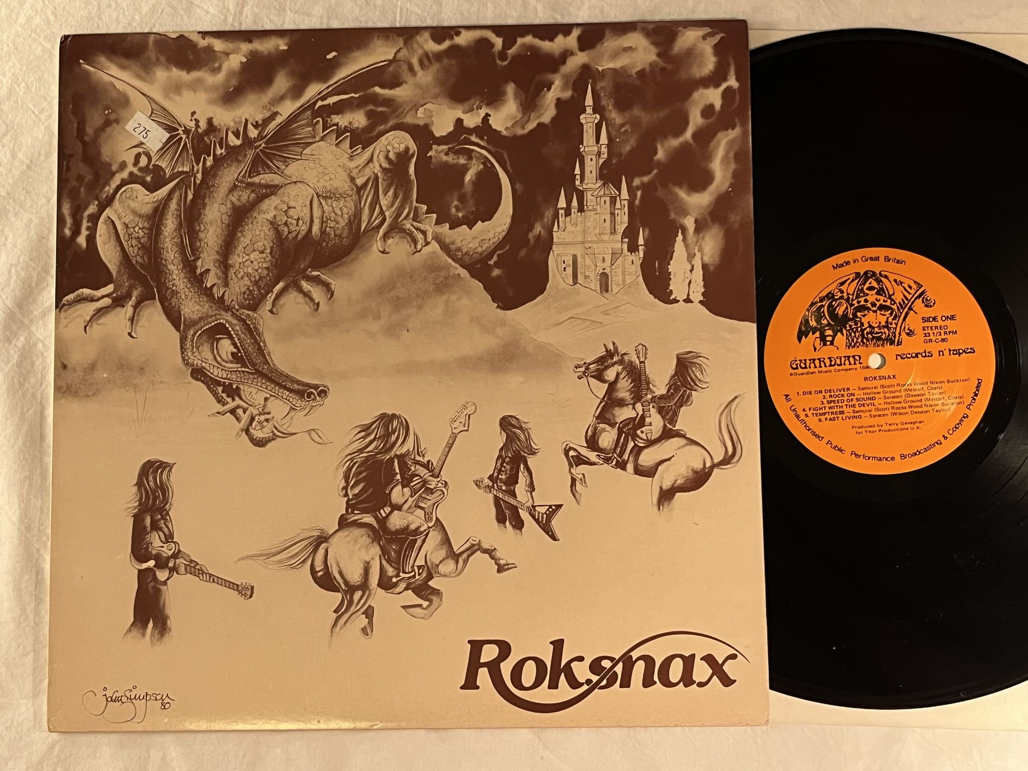 Omslagsbild för skivan V/A roksnax LP -80 UK GUARDIAN RECORDS N' TAPES GR C80 *** RARE METAL ***