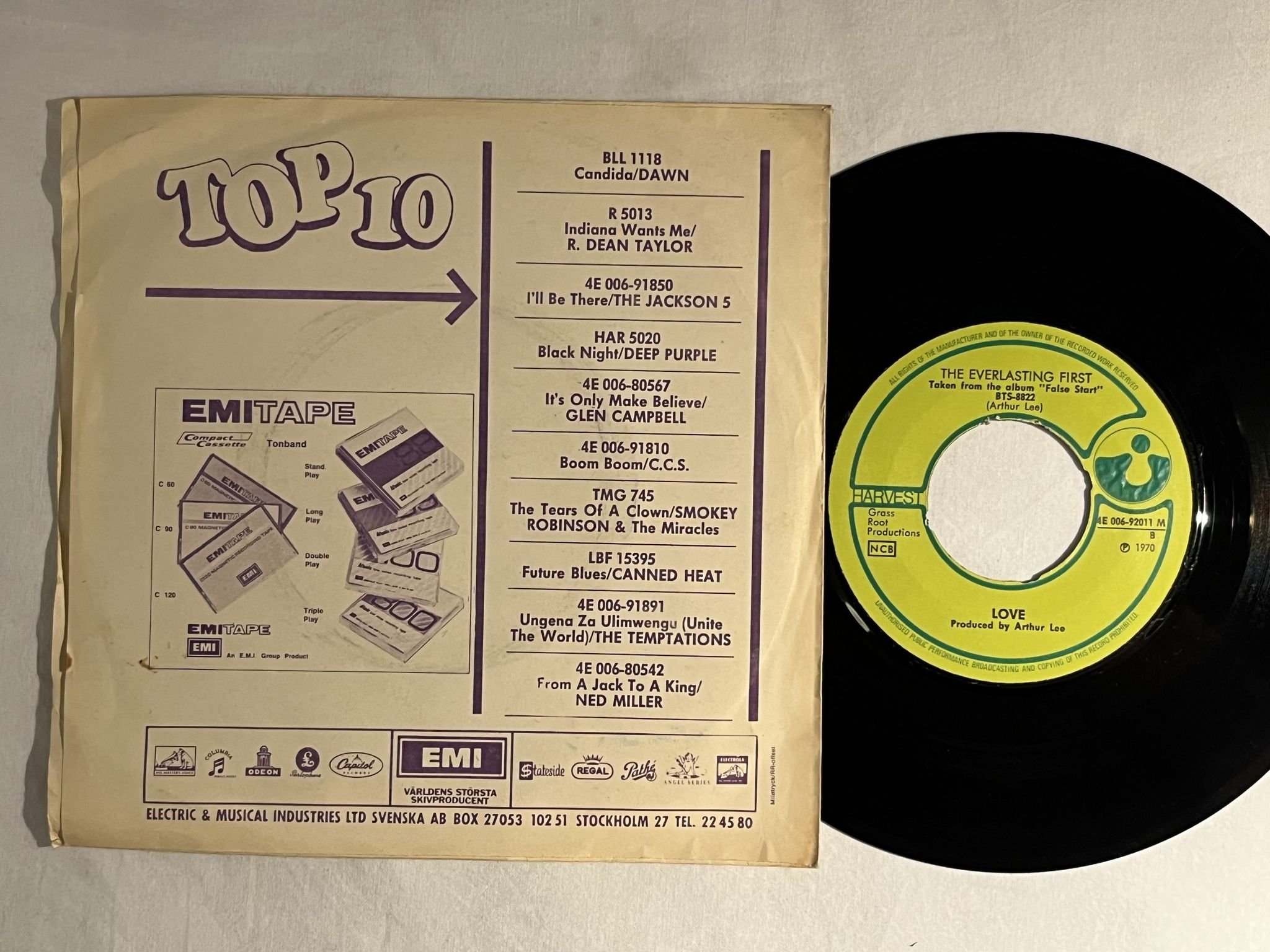 Omslagsbild för skivan LOVE keep on shining 7" -70 ncb HARVEST 4E 006-92011 M ** Rare **