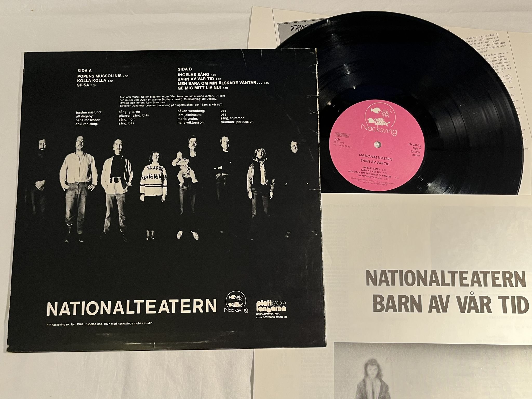 Omslagsbild för skivan NATIONALTEATERN barn av vår tid LP -78 NACKSVING Nr 031-16 *** KOLLA KOLLA ***