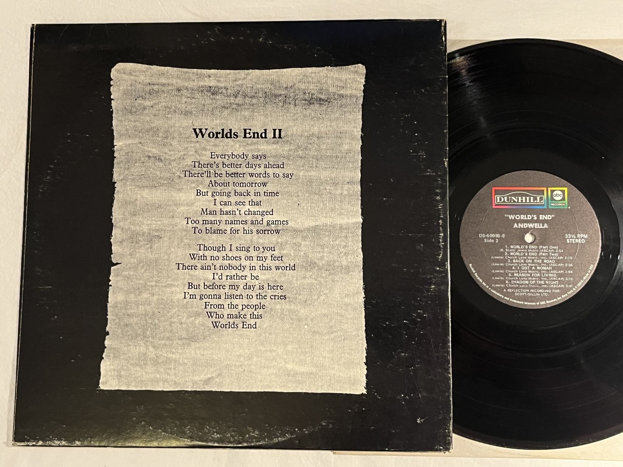 Omslagsbild för skivan ANDWELLA world's end LP -70 US DUNHILL DS-50095