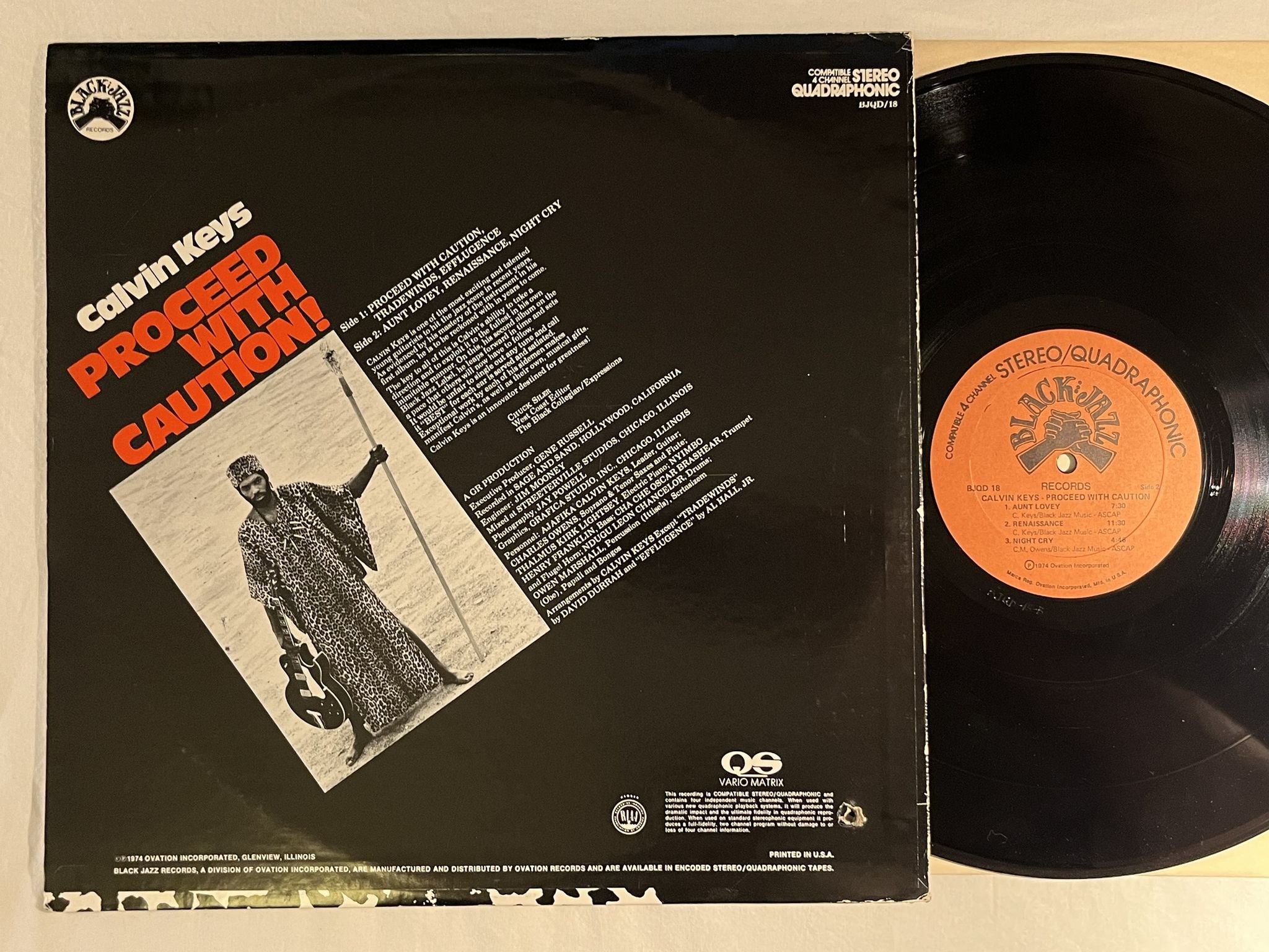 Omslagsbild för skivan CALVIN KEYS proceed with caution LP -74 US BLACK JAZZ BJQD 18 ** Funky jazz **
