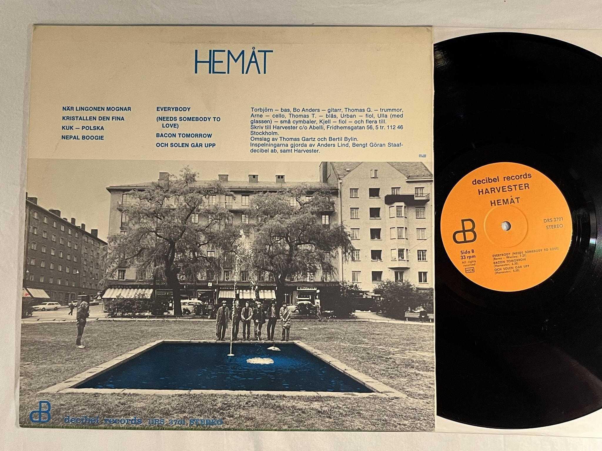 Omslagsbild för skivan HARVESTER hemåt LP Swe DECIBEL DRS 3701 *** RARE PROG ***