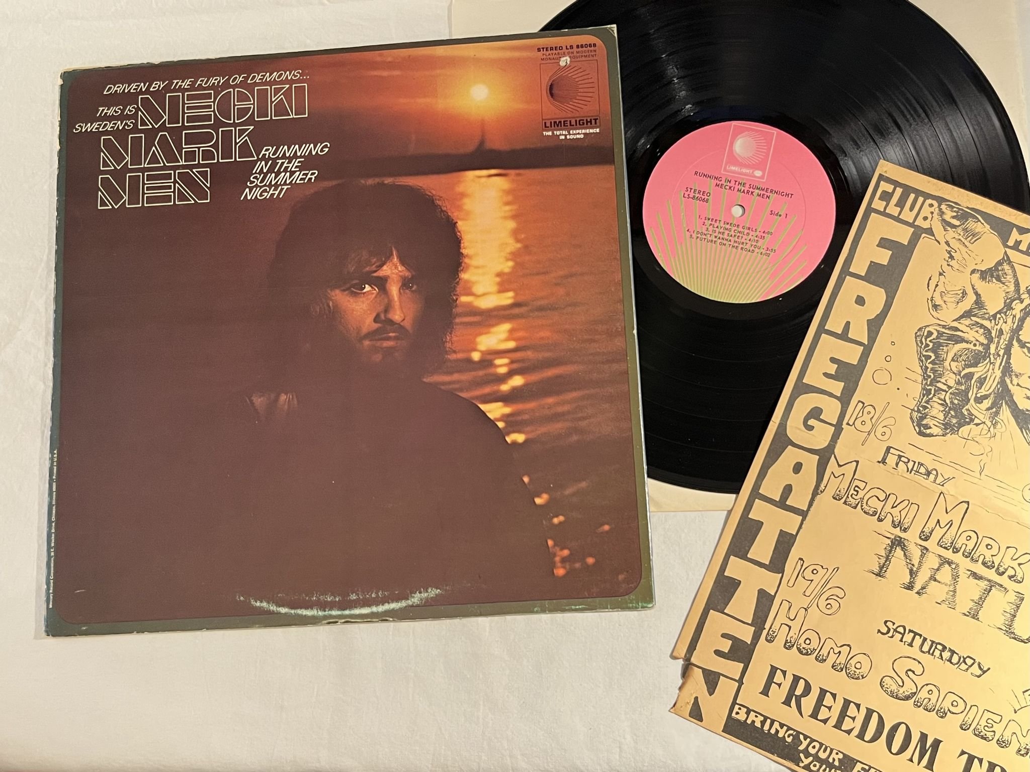 Omslagsbild för skivan MECKI MARK MEN running in the summer night LP -69 US LIMELIGHT LS 86068