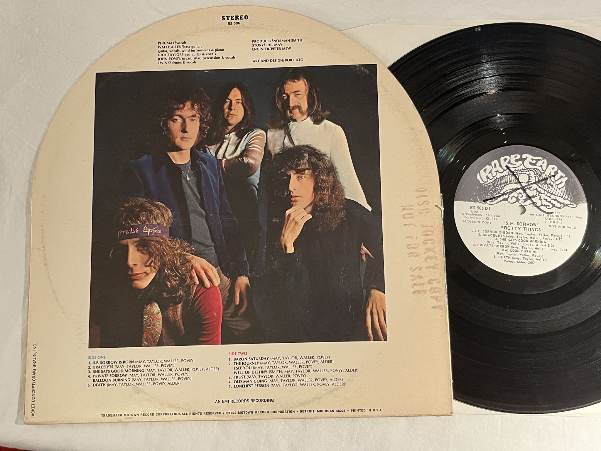 Omslagsbild för skivan THE PRETTY THINGS s.f. sorrow LP -69 US RARE EARTH RS 506 DJ *** RARE PROMO ***