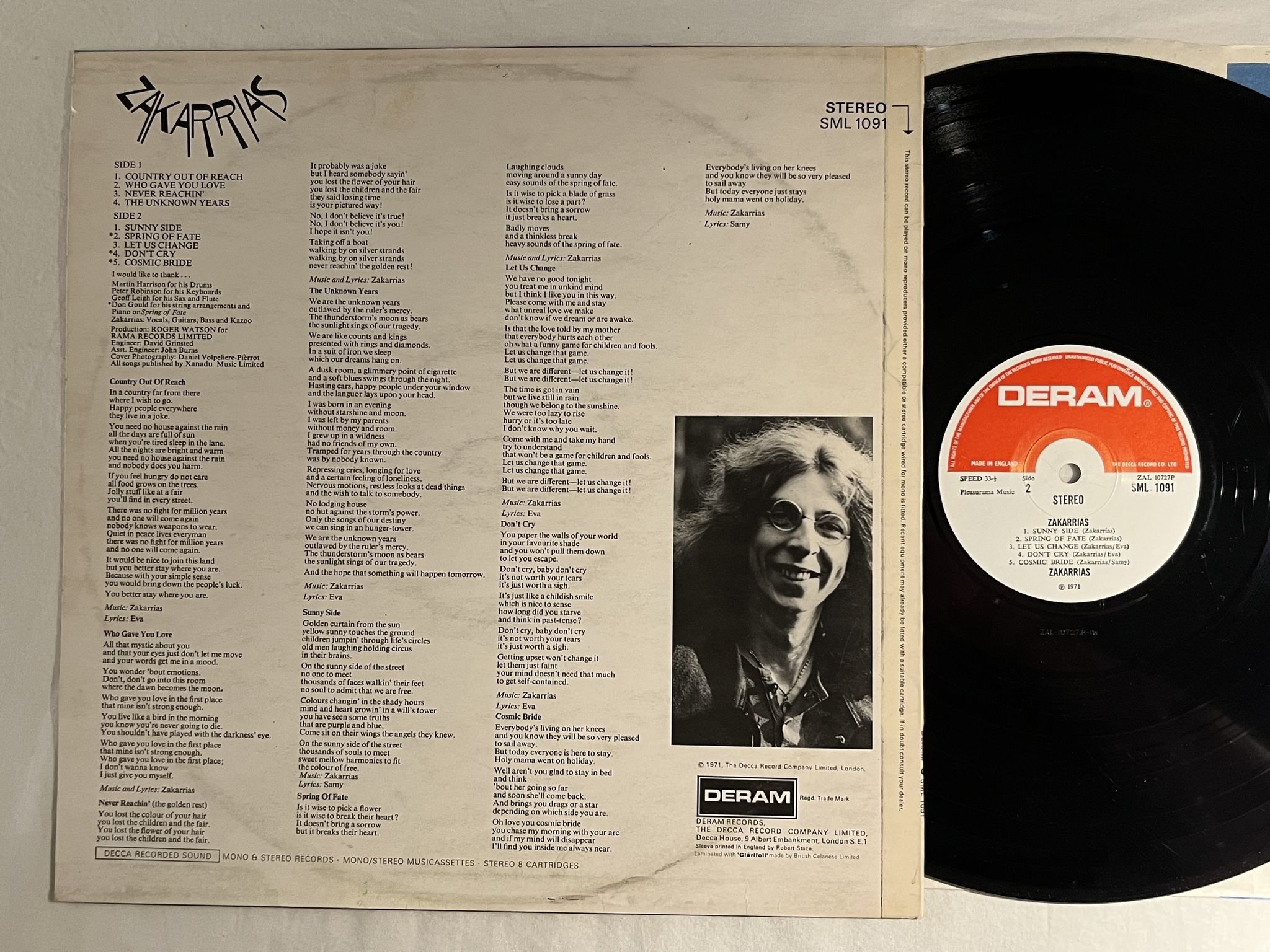 Omslagsbild för skivan ZAKKARIAS s/t LP -71 UK DERAM SML 1091 *** MEGA RARE PSYCH ***