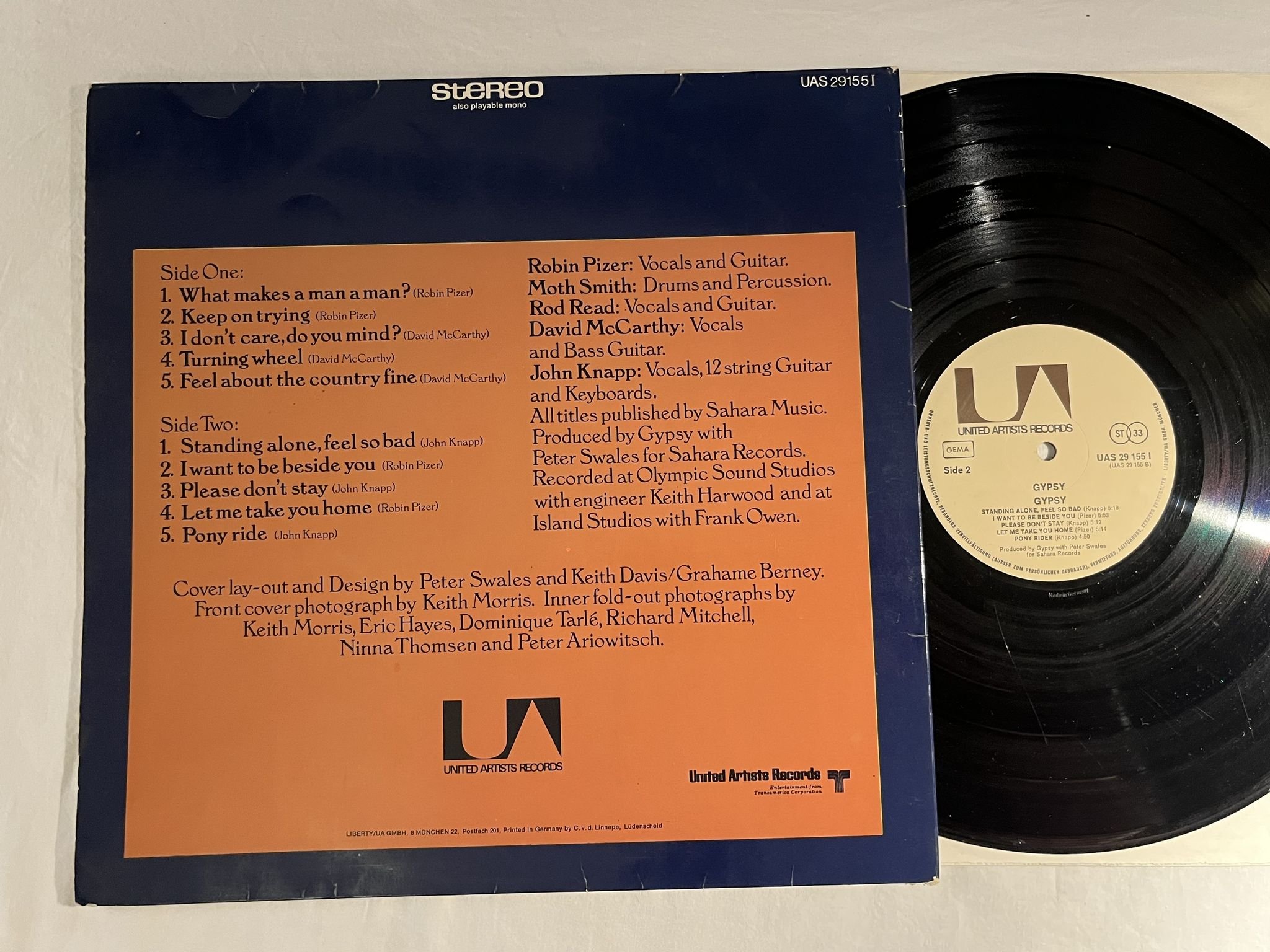 Omslagsbild för skivan GYPSY s/t LP -71 Ger UNITED ARTISTS UAS 29155 I