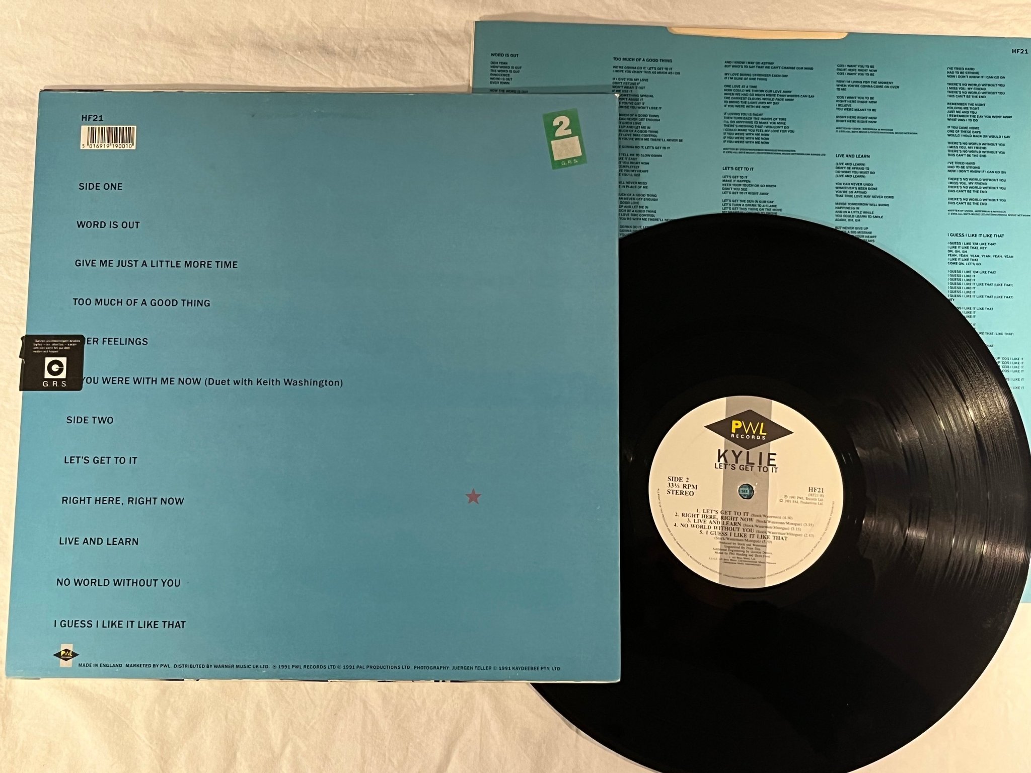 Omslagsbild för skivan KYLIE MINOGUE Let's Get To It LP -91 UK PWL HF21