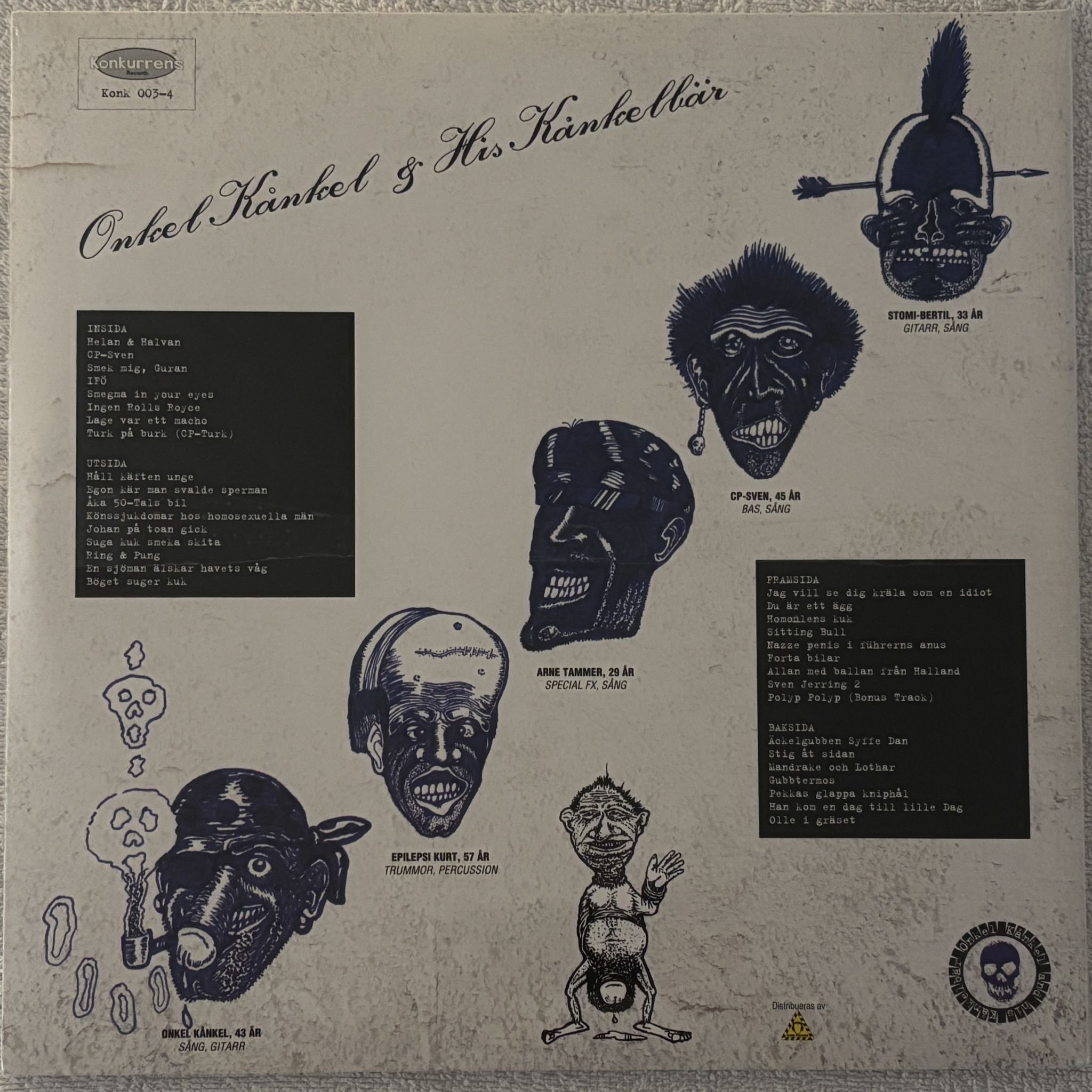 Omslagsbild för skivan ONKEL KÅNKEL Onkel Kånkel's Gyllene Tider 2xLP Konkurrens Records KONK003-4