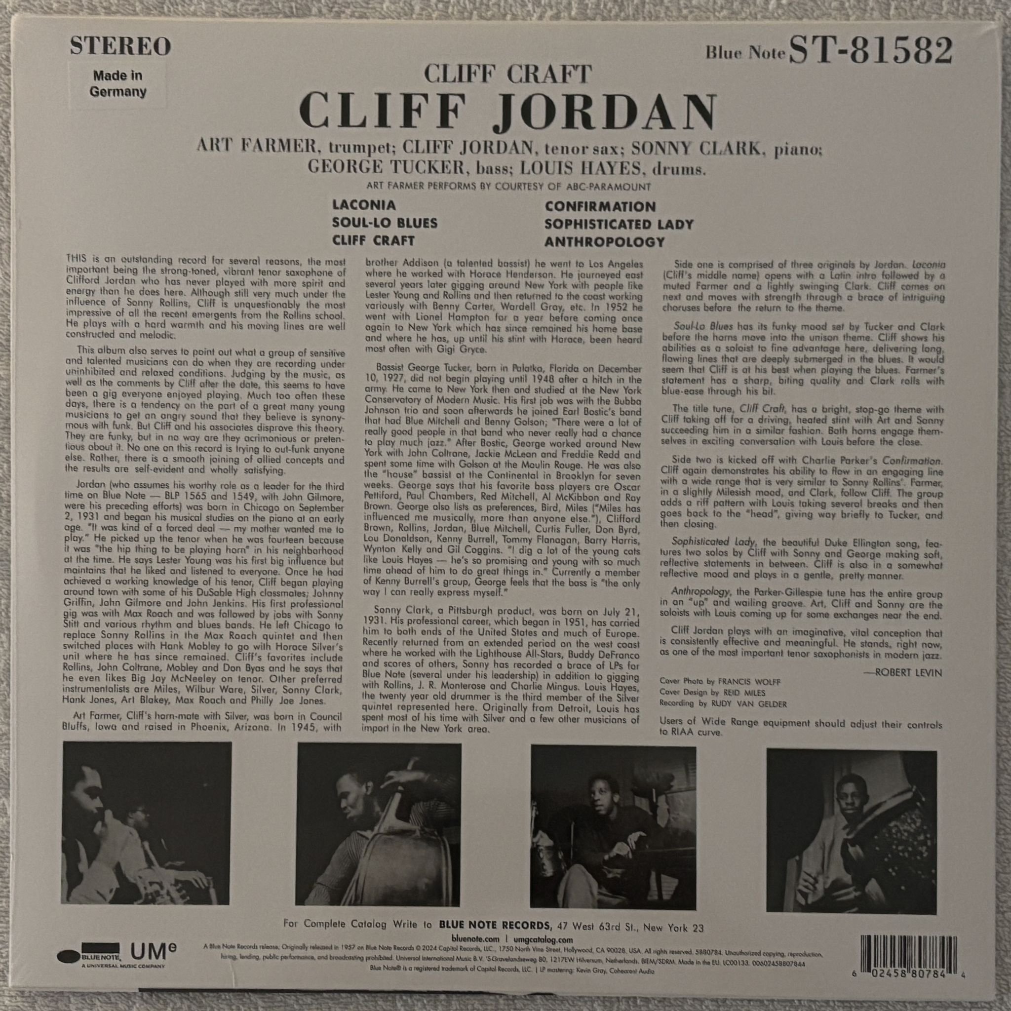 Omslagsbild för skivan CLIFF JORDAN cliff craft LP- 2024 Blue Note 5880784