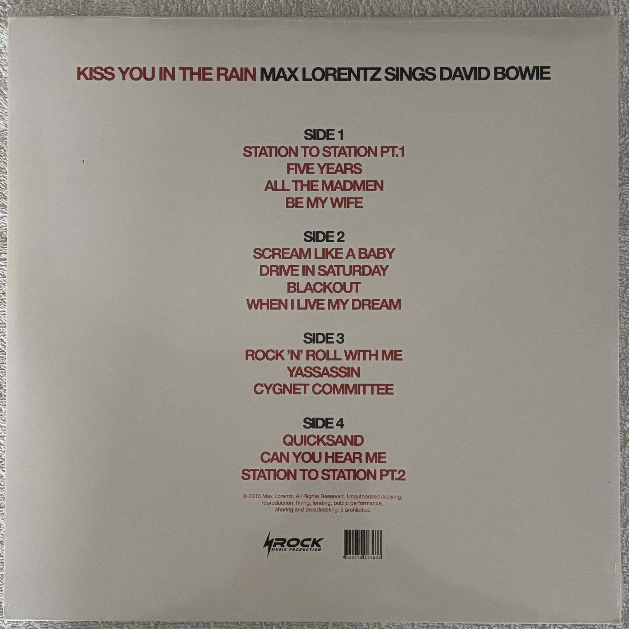 Omslagsbild för skivan MAX LORENTZ Sings David Bowie 2xLP S-Rock Music Production MAXLP-001