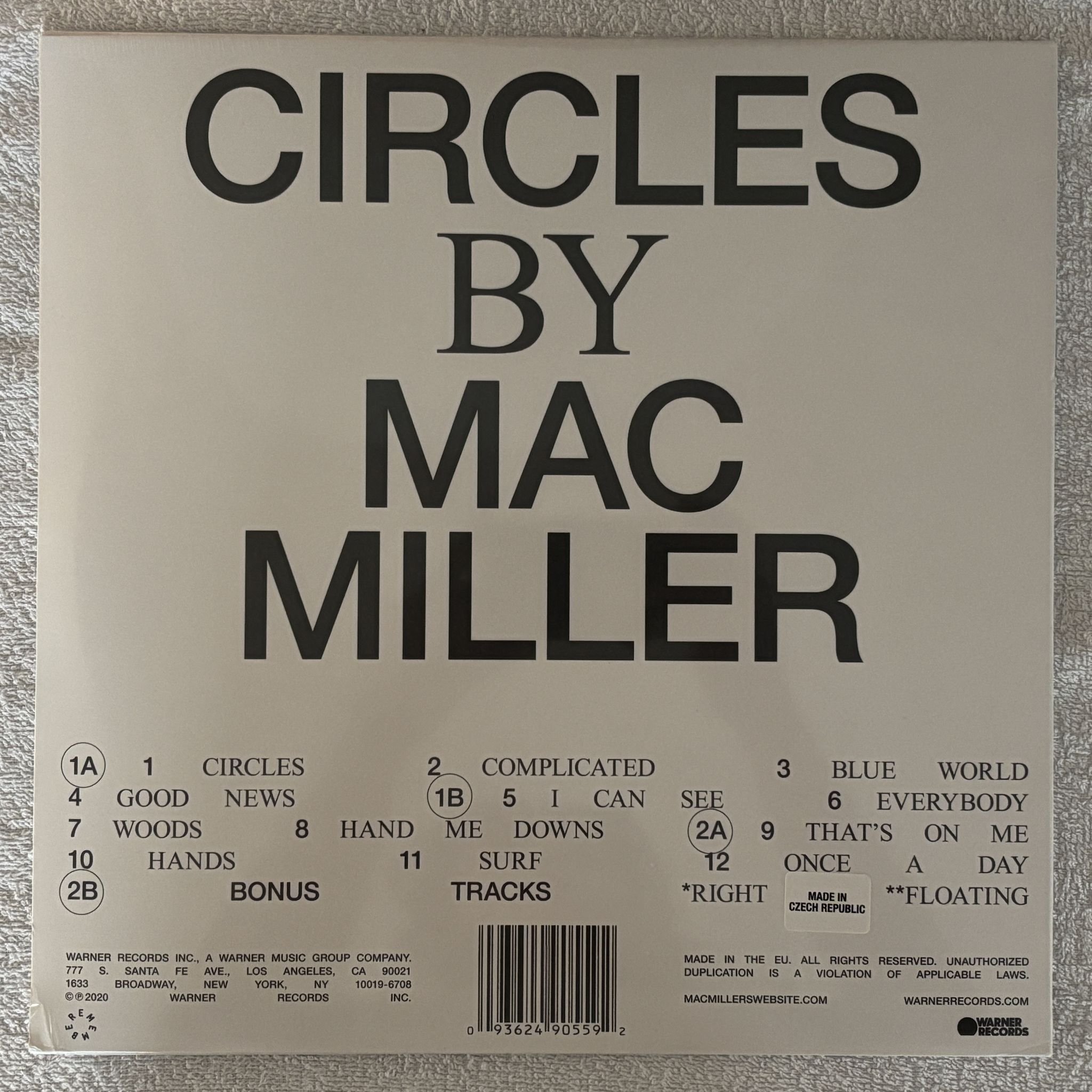 Omslagsbild för skivan MAC MILLER circles 2xLP Warner Records 093624905592