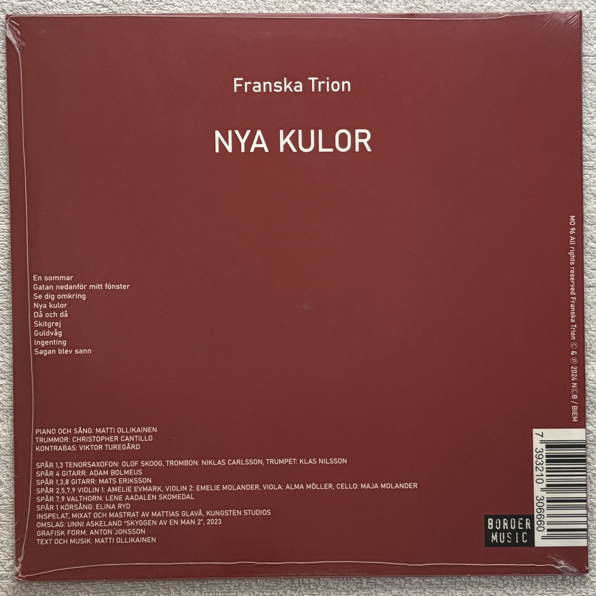 Omslagsbild för skivan FRANSKA TRION nya kulor LP- 2024 Border Music – MO96