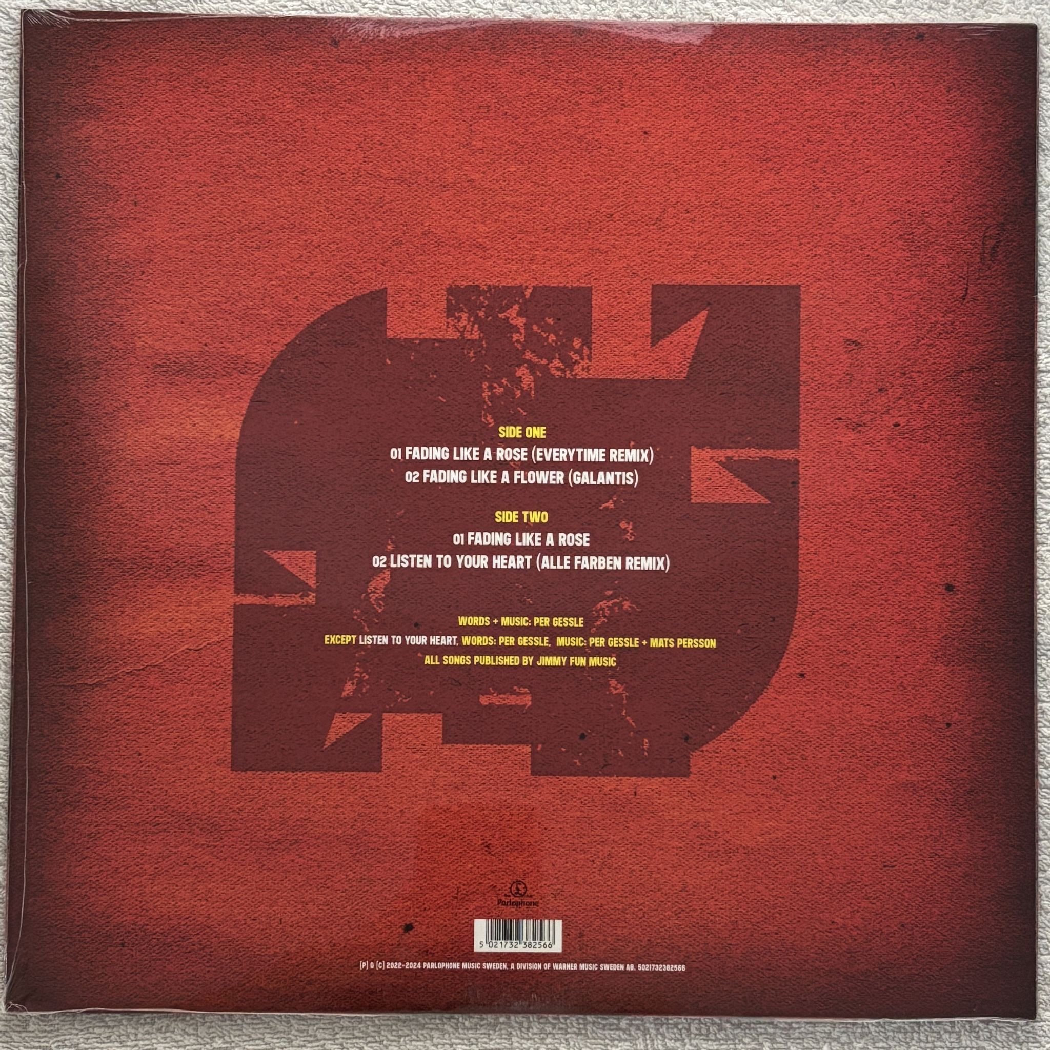 Omslagsbild för skivan ROXETTE fading like a rose LP Warner Music Sweden 5021732382566