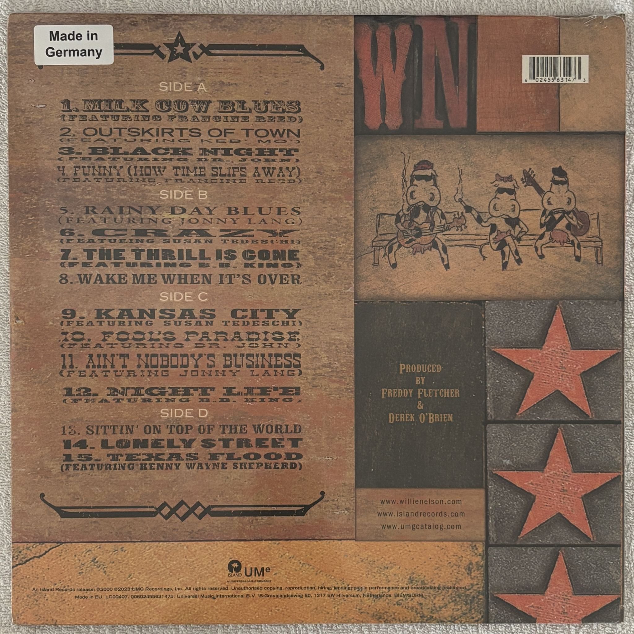 Omslagsbild för skivan WILLIE NELSON milk cow blues 2xLP Island Records 00602455631473