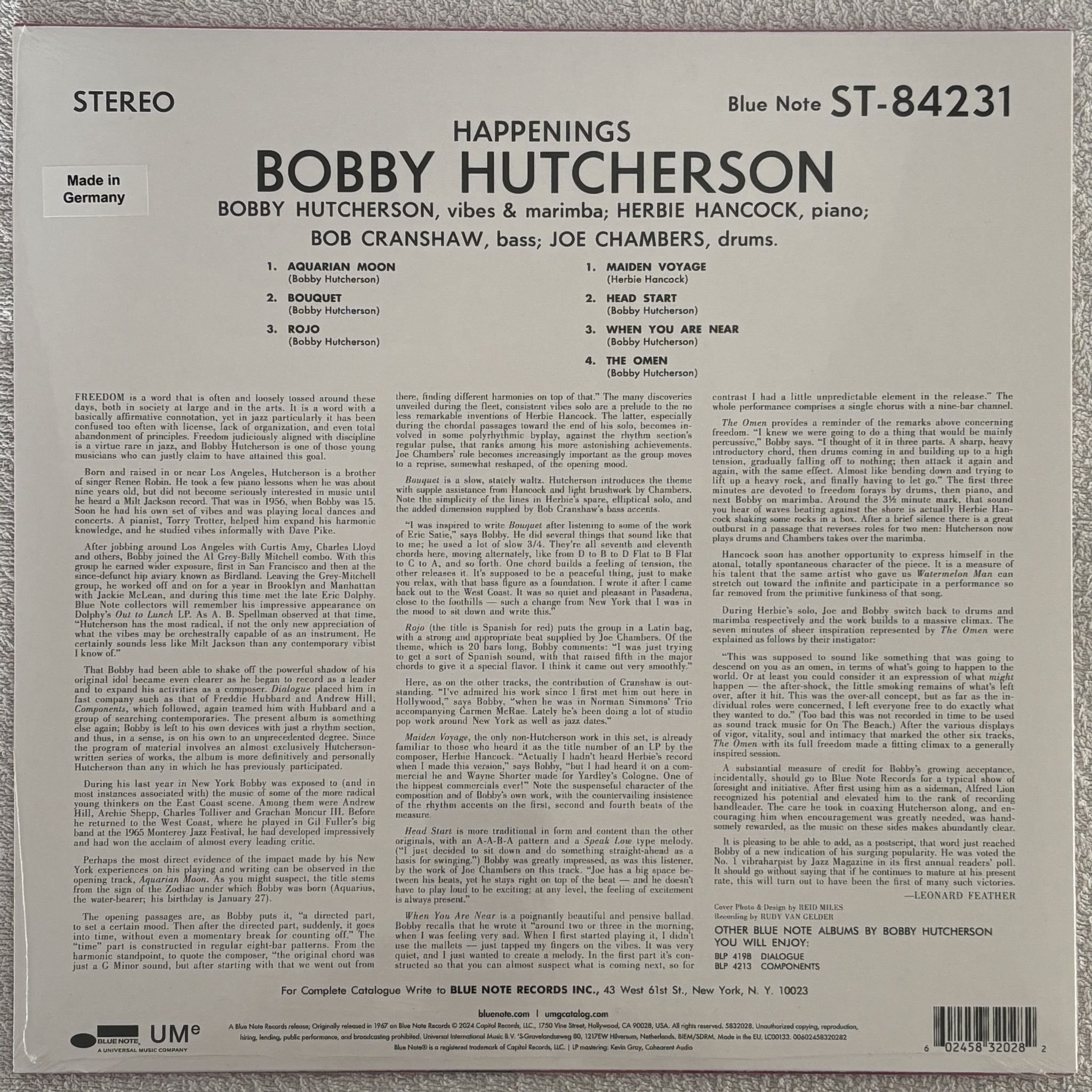 Omslagsbild för skivan BOBBY HUTCHERSON happenings LP Blue Note ST-84231