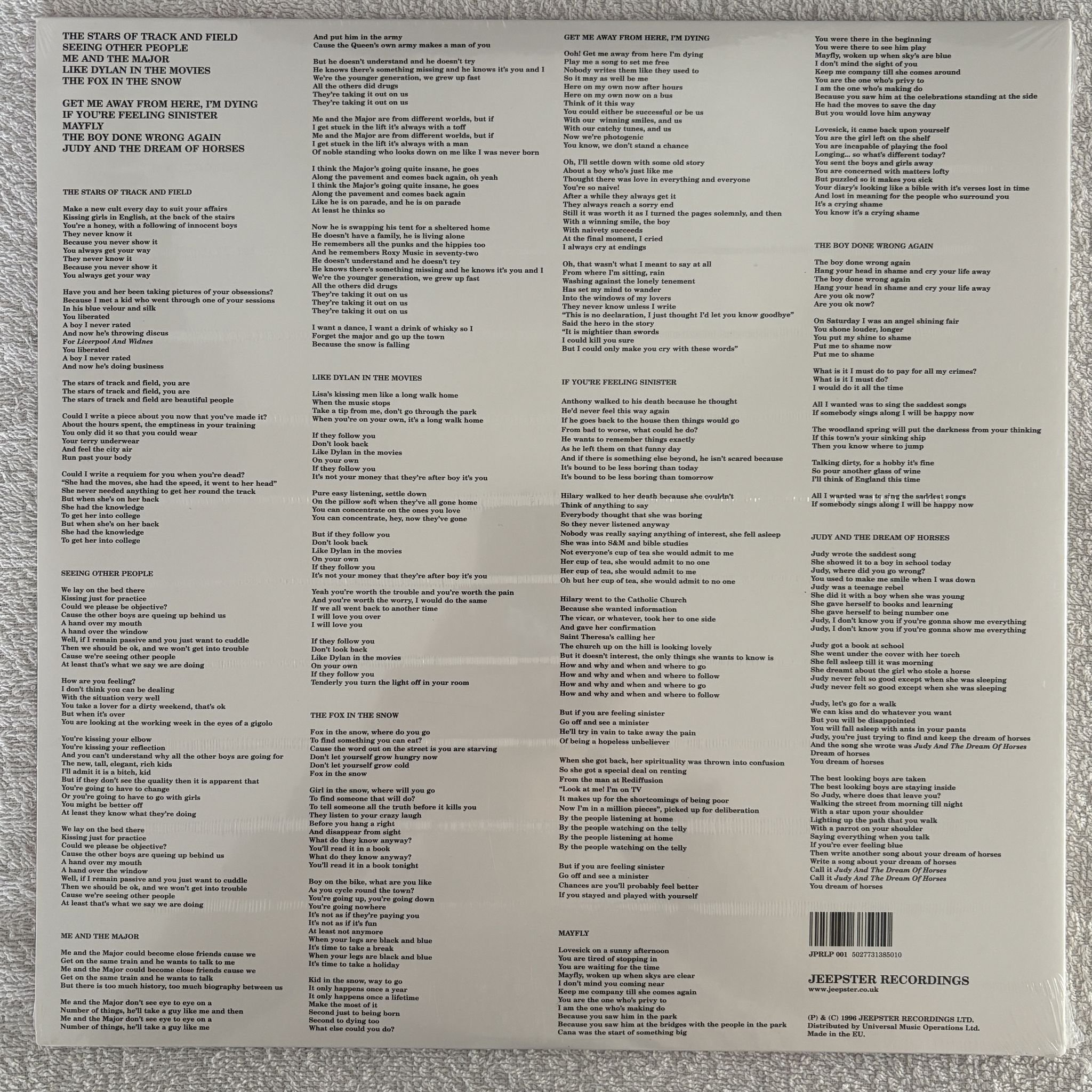 Omslagsbild för skivan BELLE AND SEBASTIAN If You're Feeling Sinister LP Jeepster Recordings JPRLP00